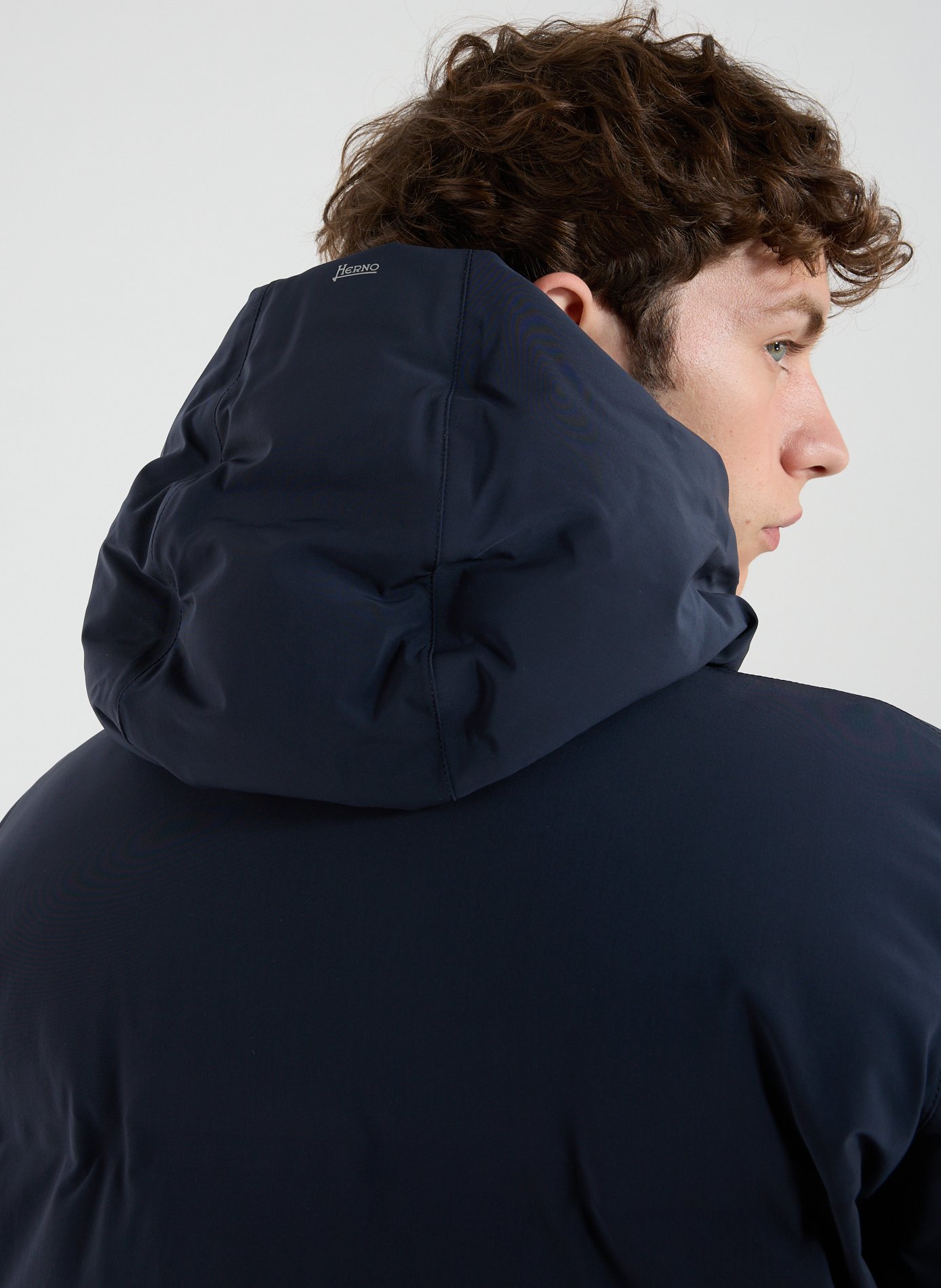 Quilted down jacket with hood HERNO Blue