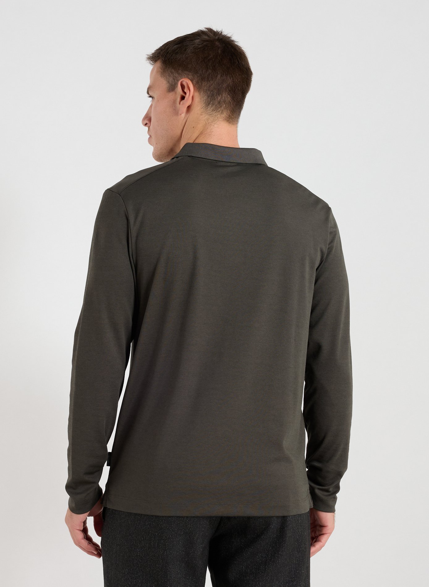 Long-sleeve cotton blend polo shirt STRELLSON Khaki