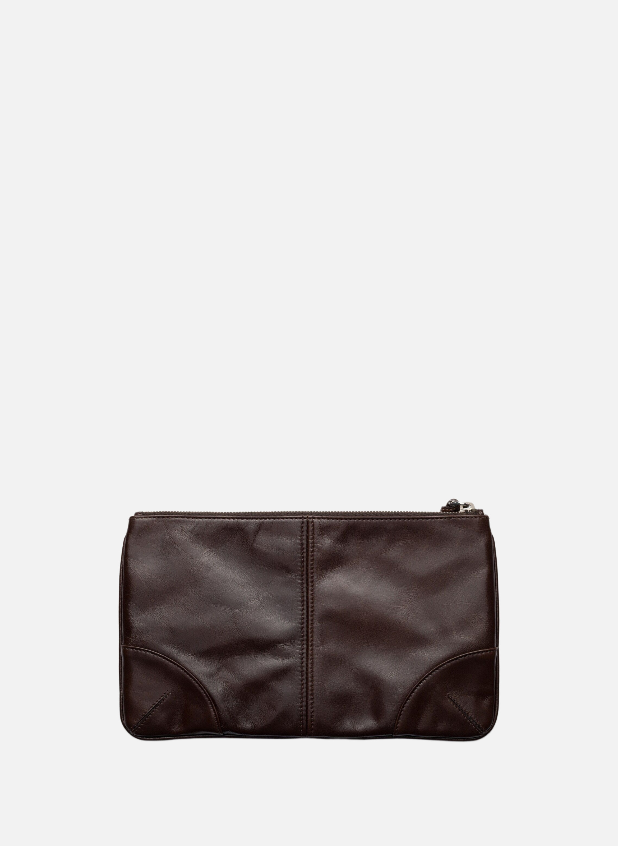 Pochette en cuir PRADA Marron