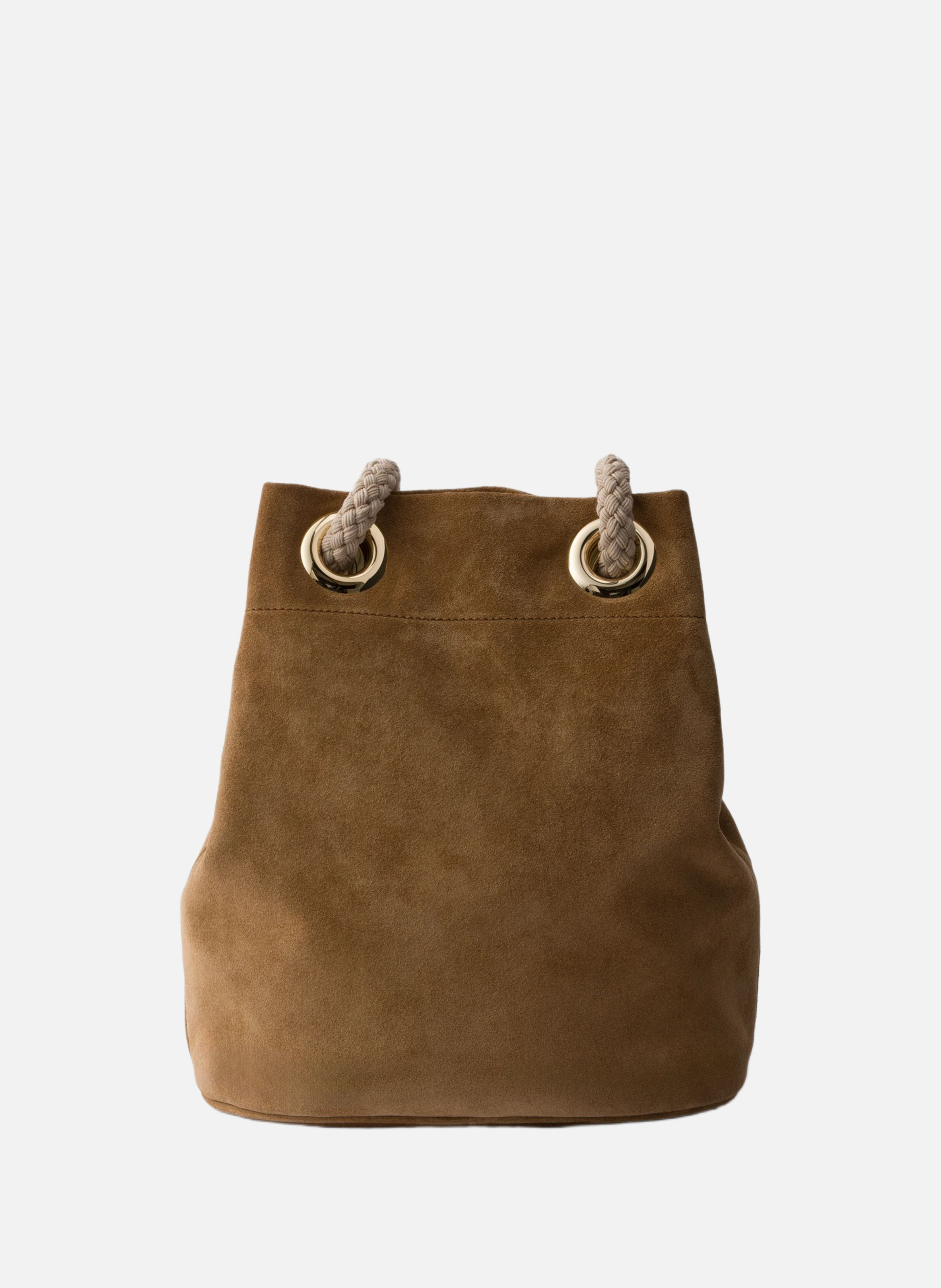 Petit sac seau prada mariner en daim PRADA Marron