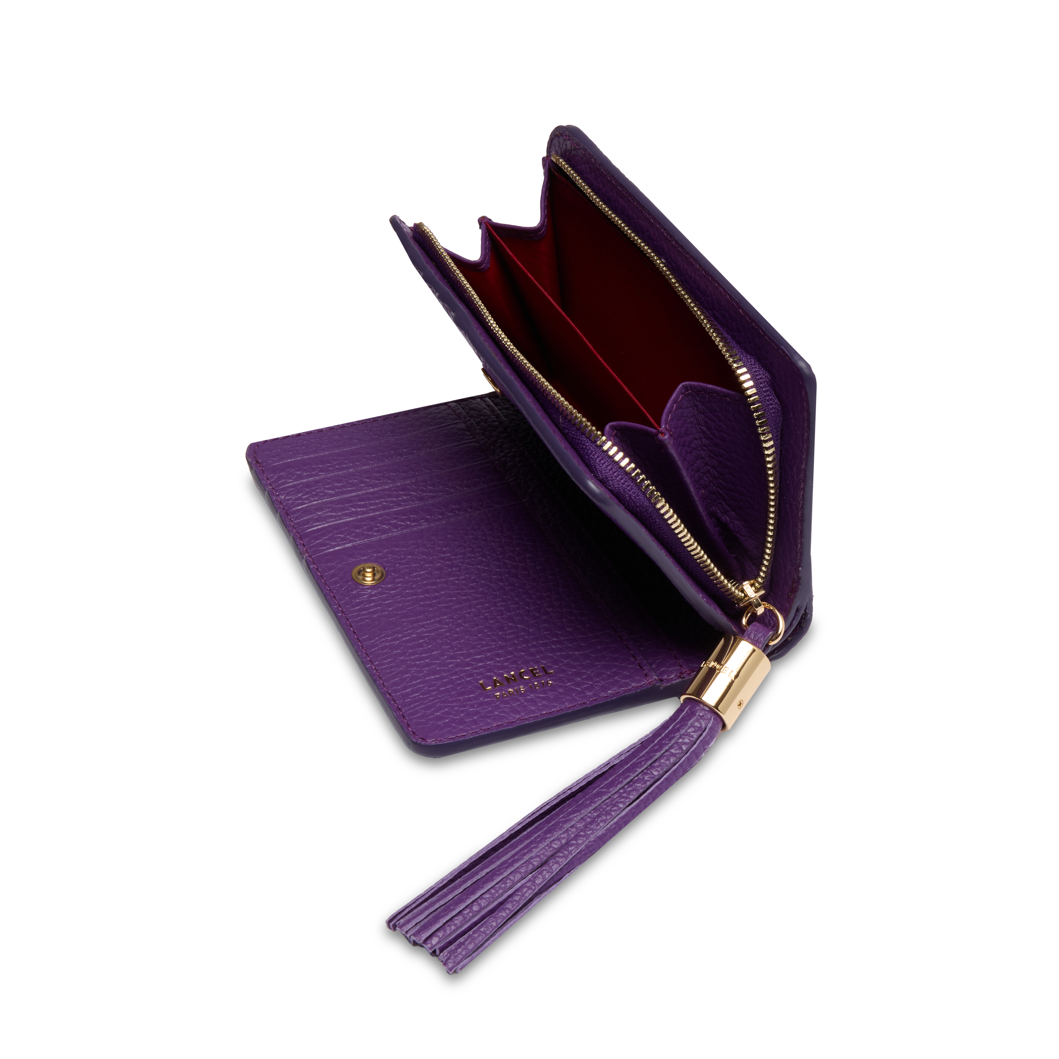 Portefeuille rectangulaire zippé premier flirt de lancel en cuir LANCEL Violet