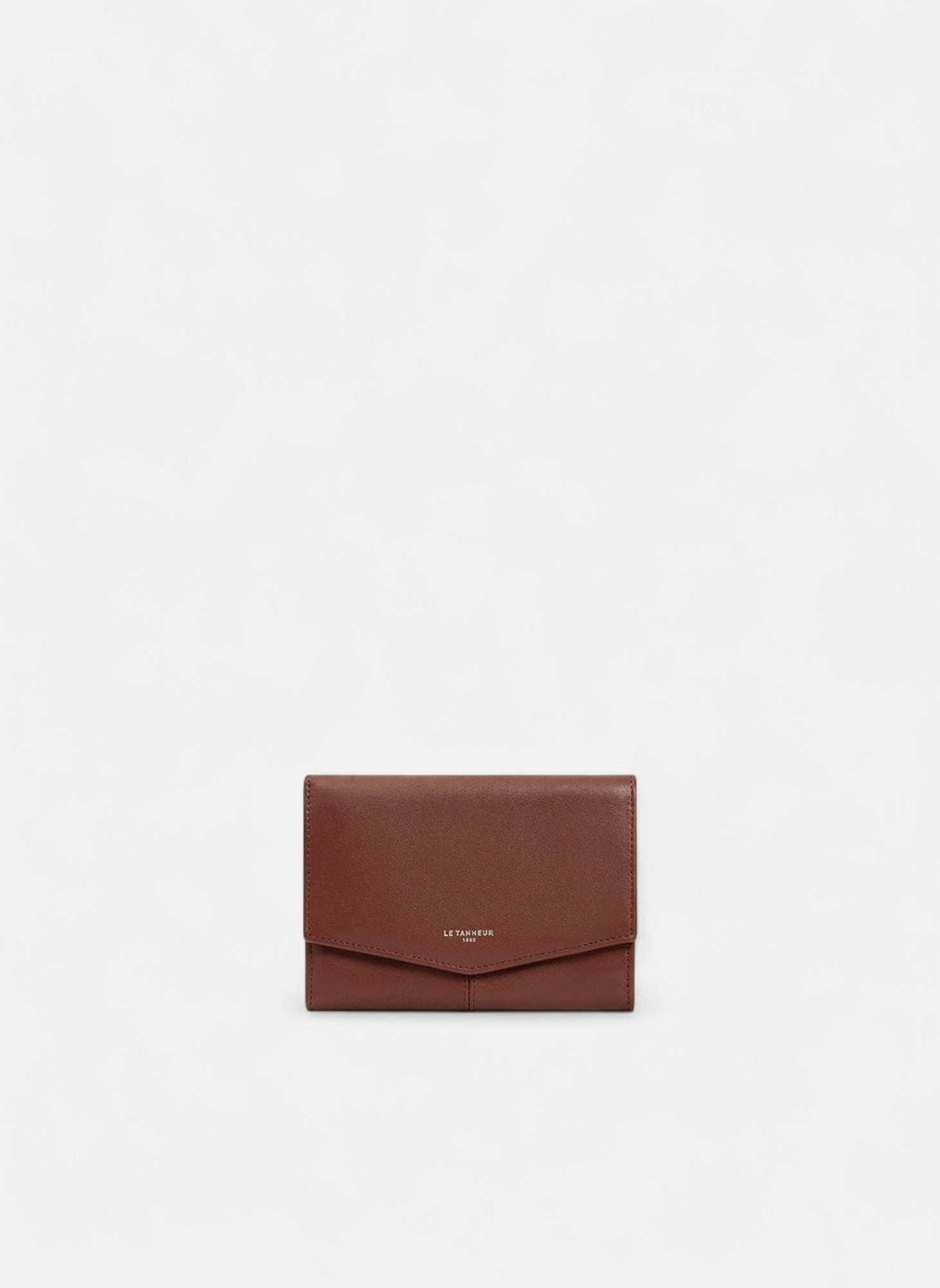 Portefeuille moyen modèle charlotte en cuir lisse LE TANNEUR Marron