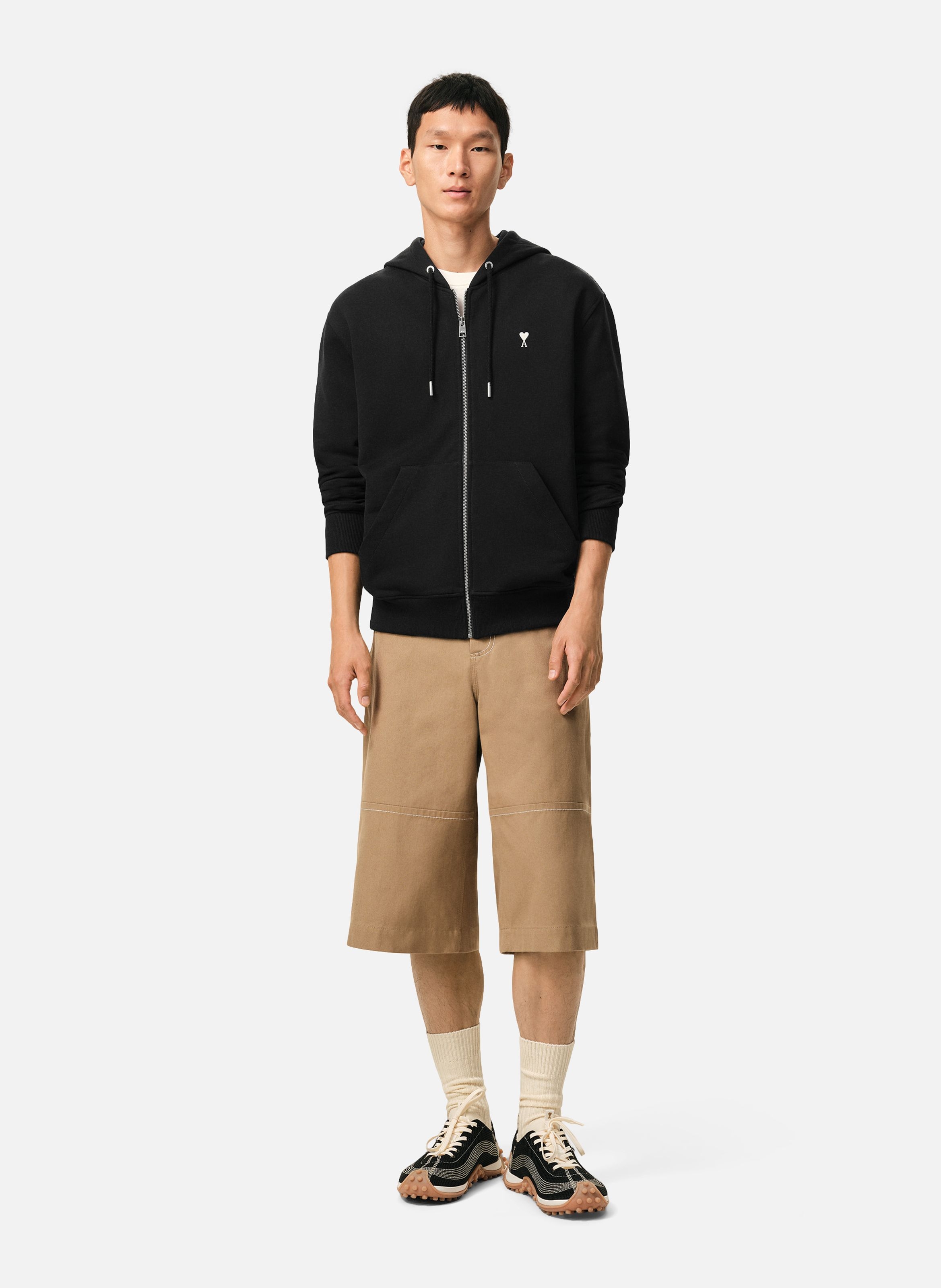 Hoodie zippé ami de coeur en coton Noir