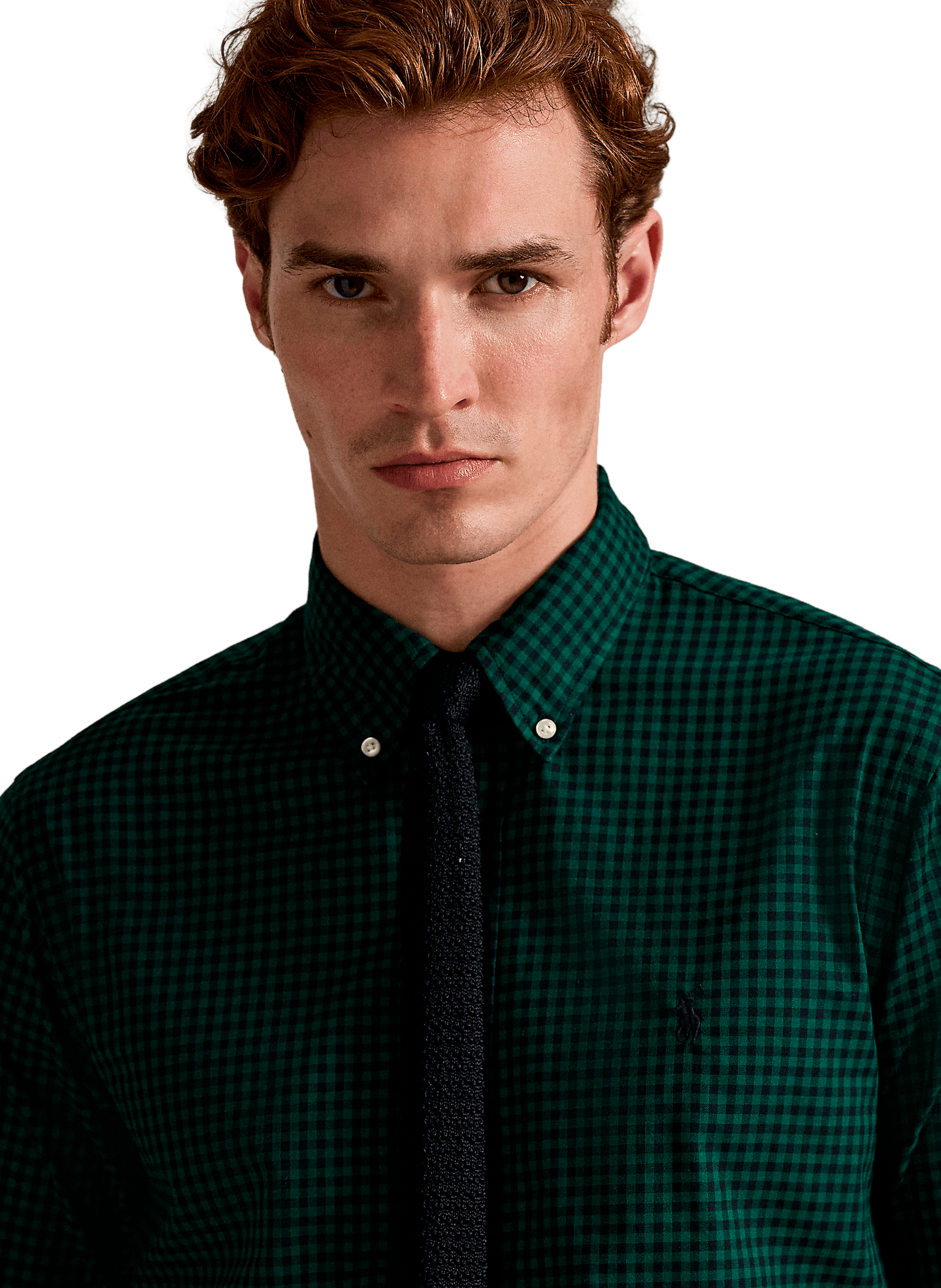 Chemise col américain à carreaux en coton POLO RALPH LAUREN Vert