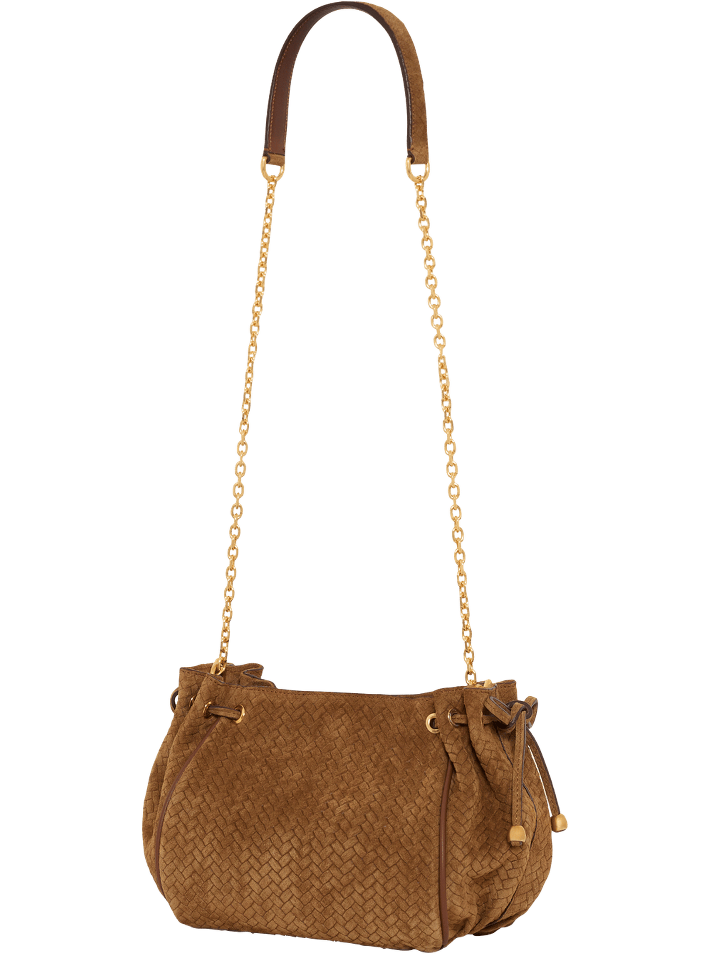 Sac en cuir velours effet tressé - le mini 24 Marron