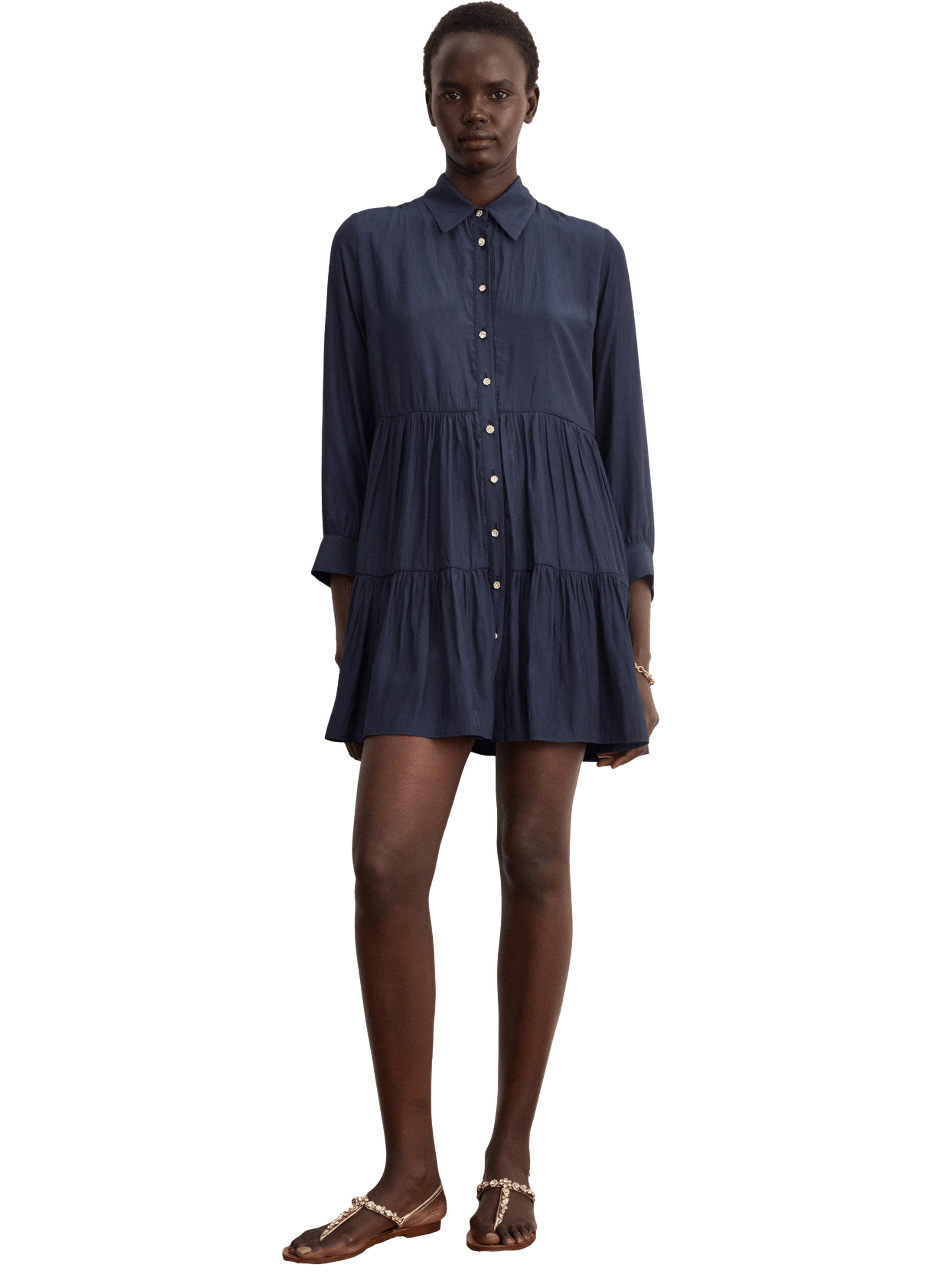 Robe chemise courte à volants - amance PABLO Bleu