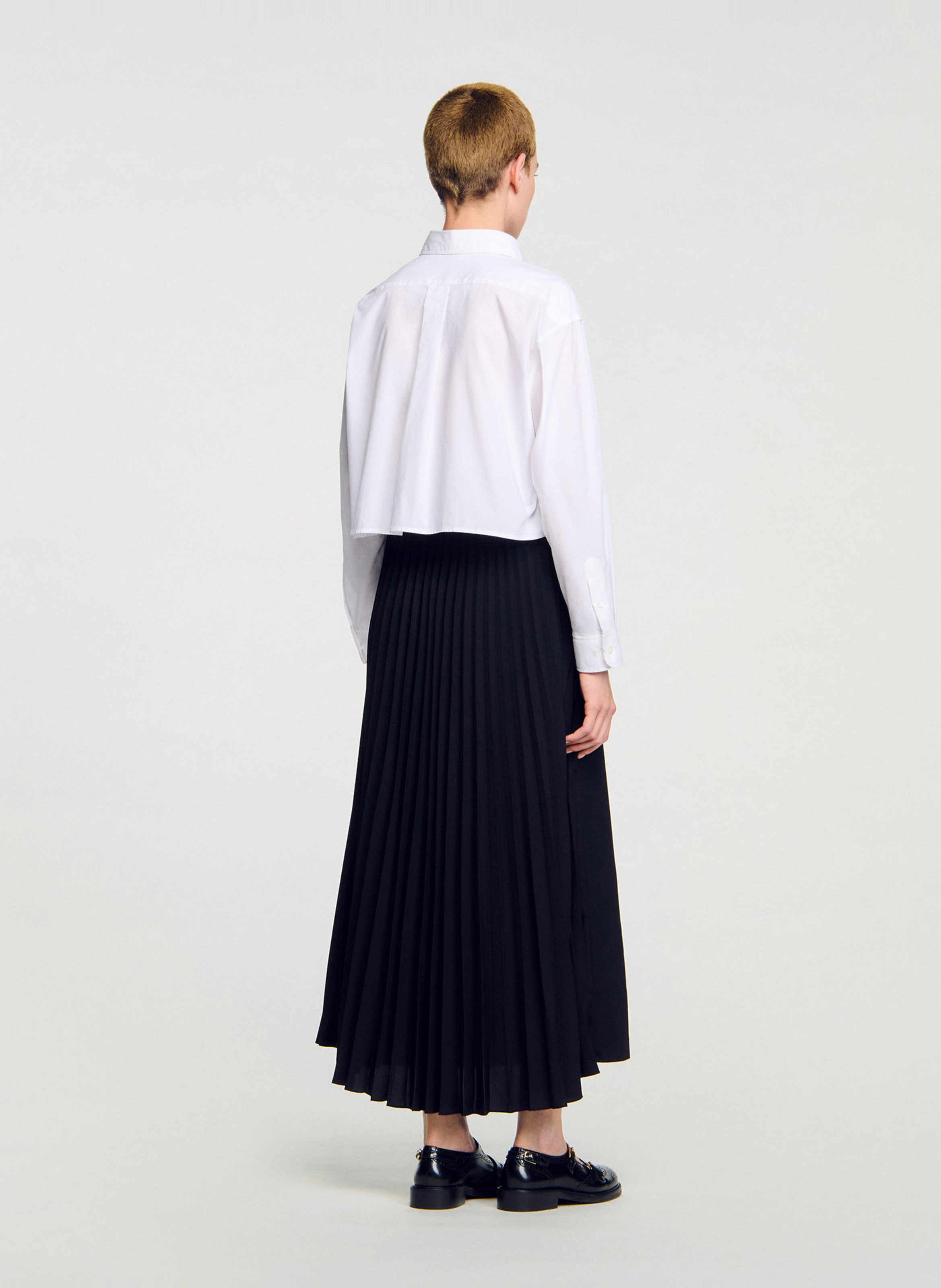 Jupe longue portefeuille plissée SANDRO Noir