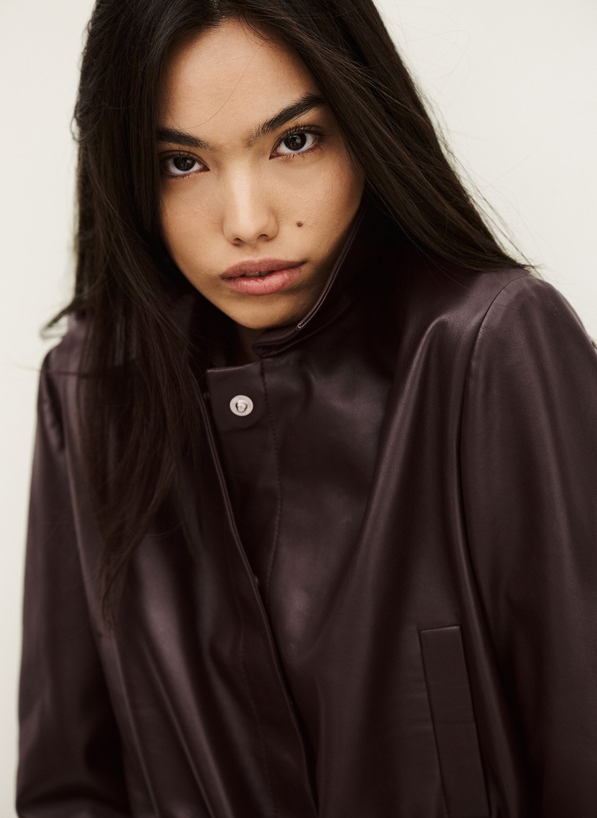 Veste col classique en cuir manita BA&SH Violet