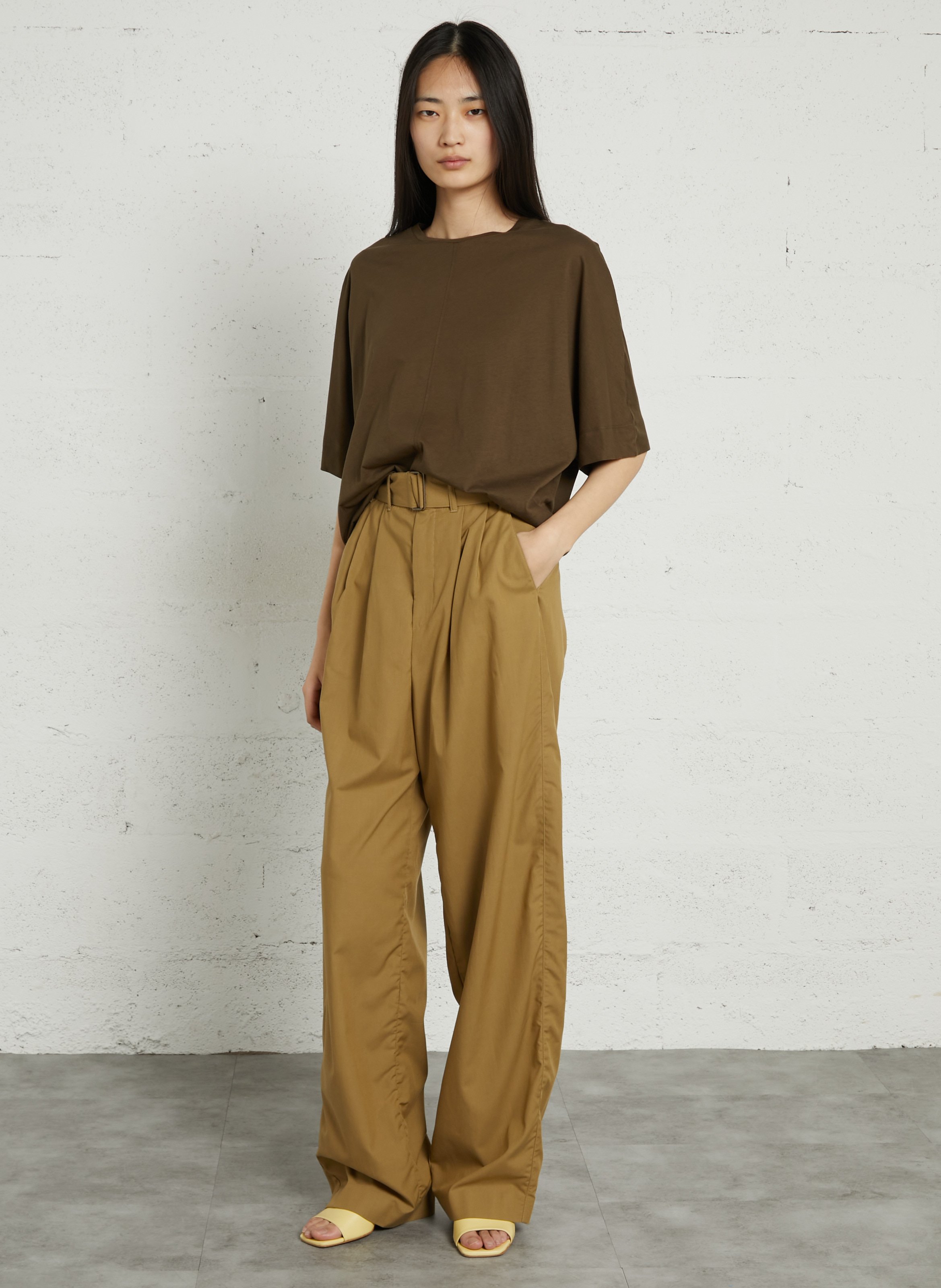 Tee-shirt ample col rond en coton bio helsinki SOEUR Kaki