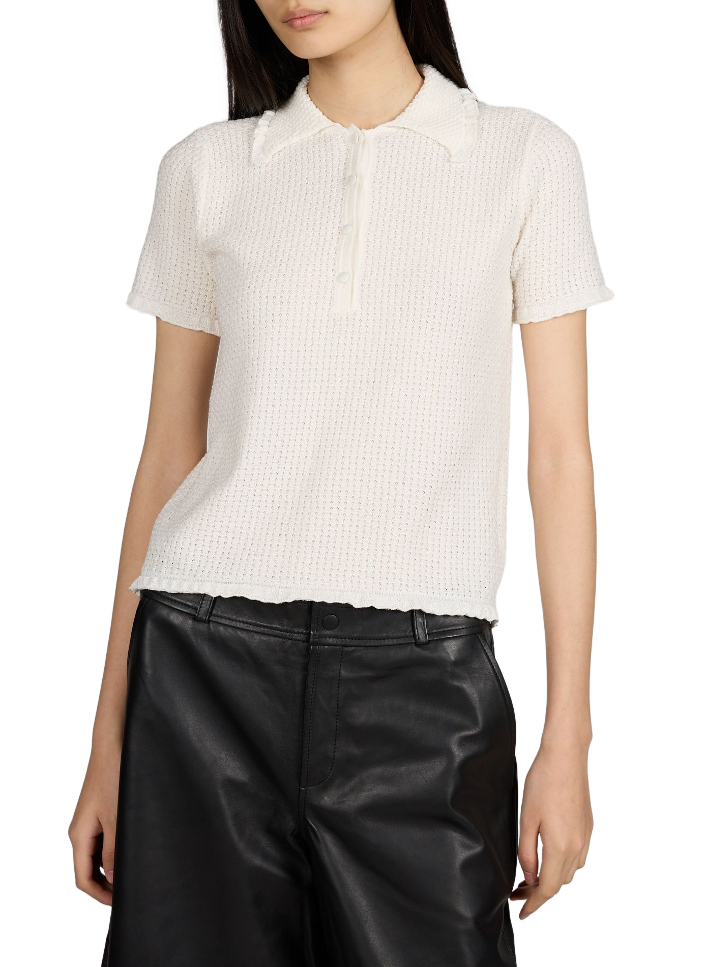 Top en coton texturé MOLLI Blanc