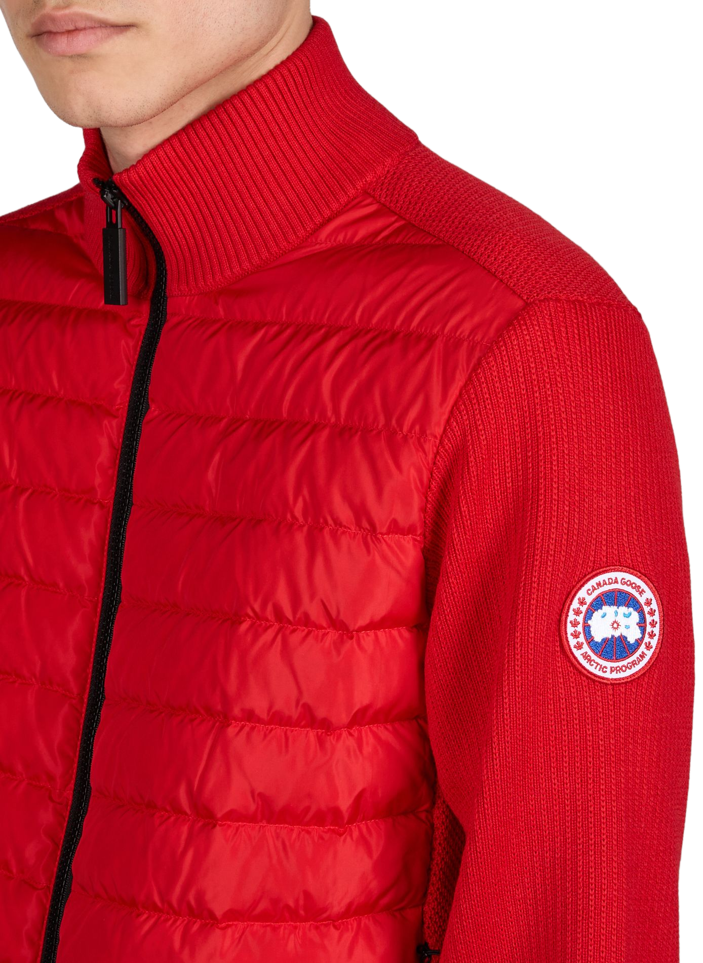 Giacca aderente bimateriale in lana CANADA GOOSE Rosso