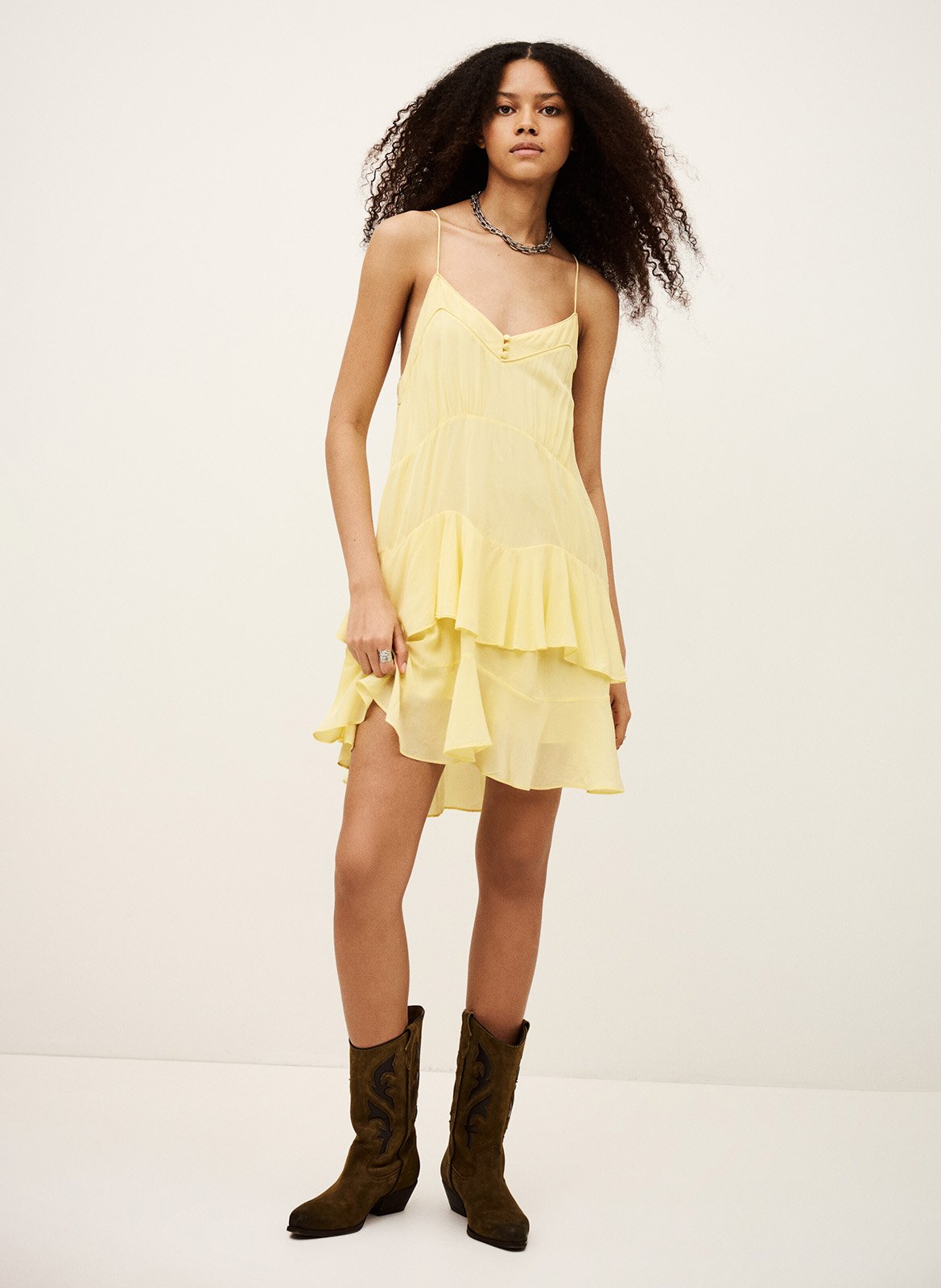 Robe courte col v bilona BA&SH Beige