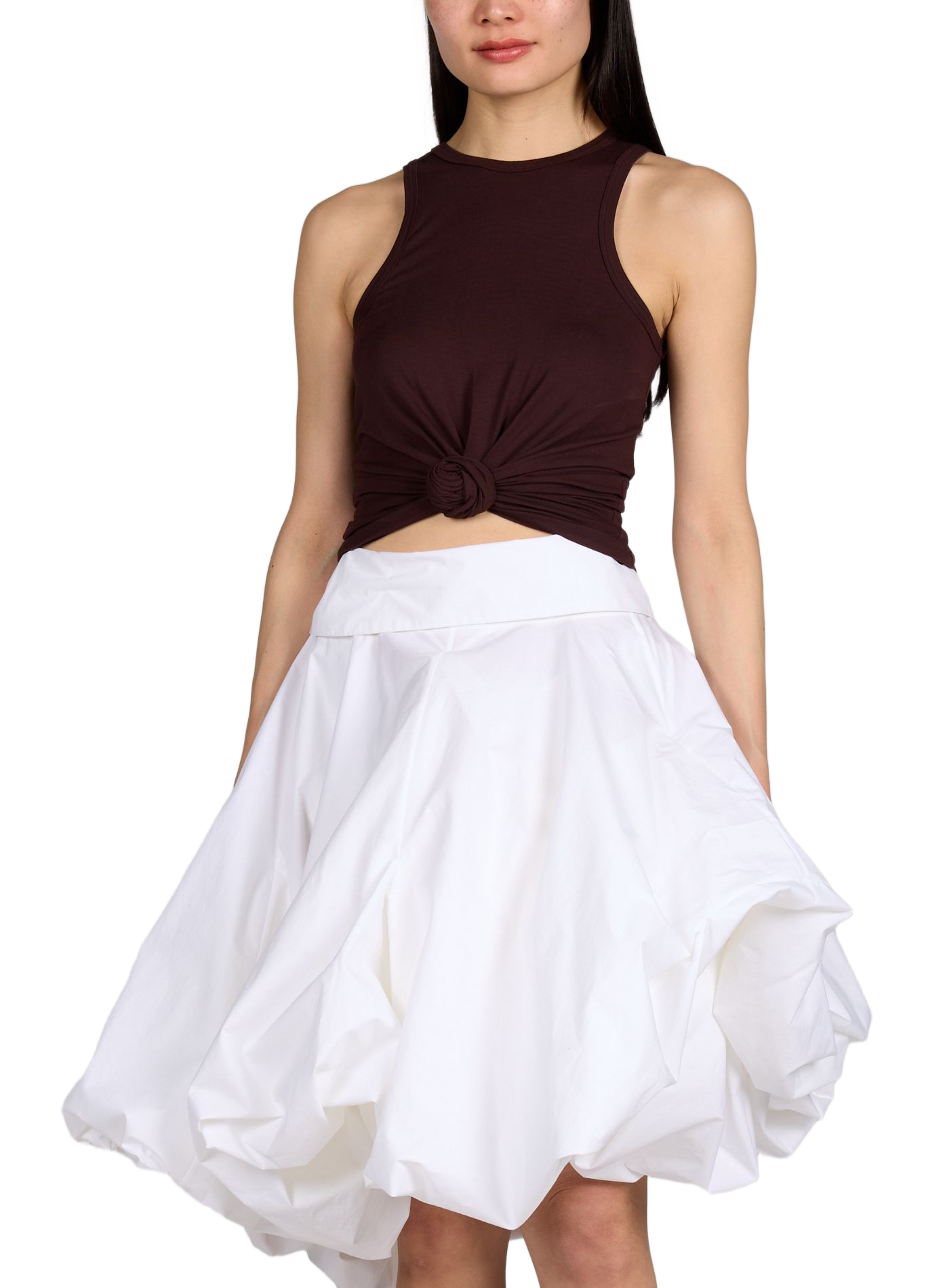 Jupe drapée à volume sculptural en coton MAGDA BUTRYM Blanc