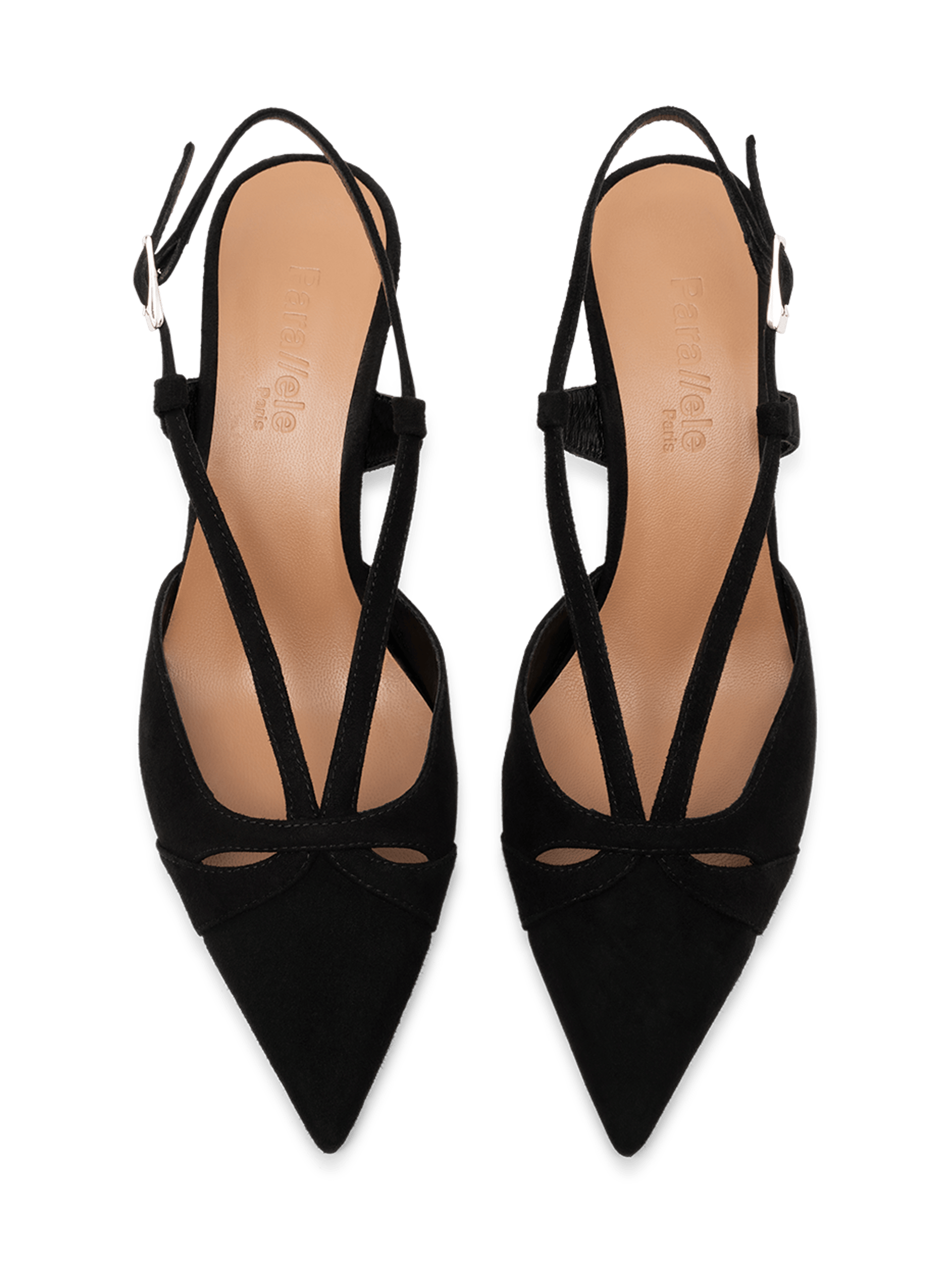 Sling back gemma en chevre velours PARALLELE Noir