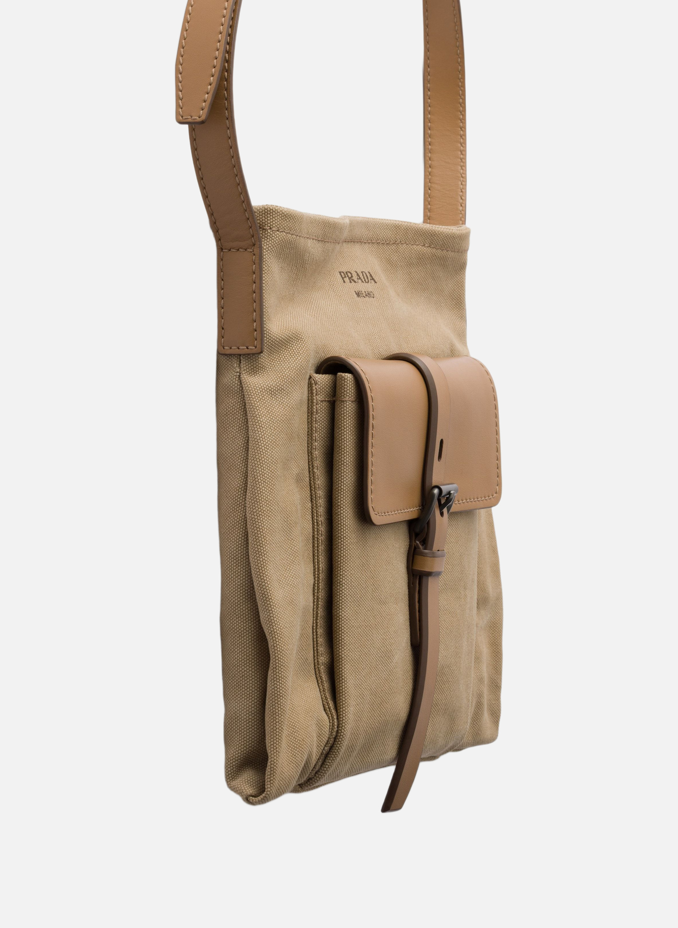 Sac porté épaule prada route en toile et cuir PRADA Beige