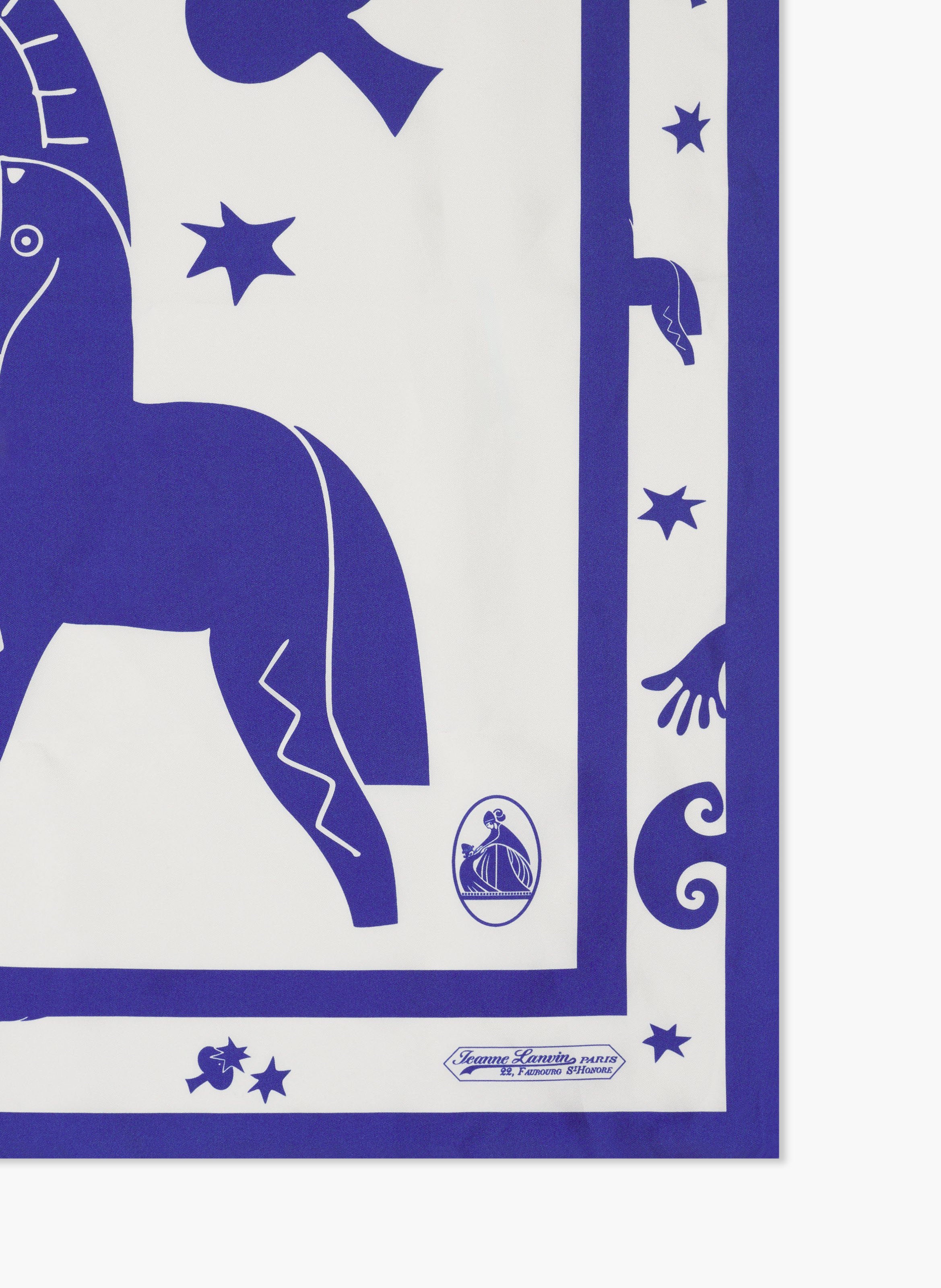 Carré imprimé lunar year cheval en soie LANVIN Bleu