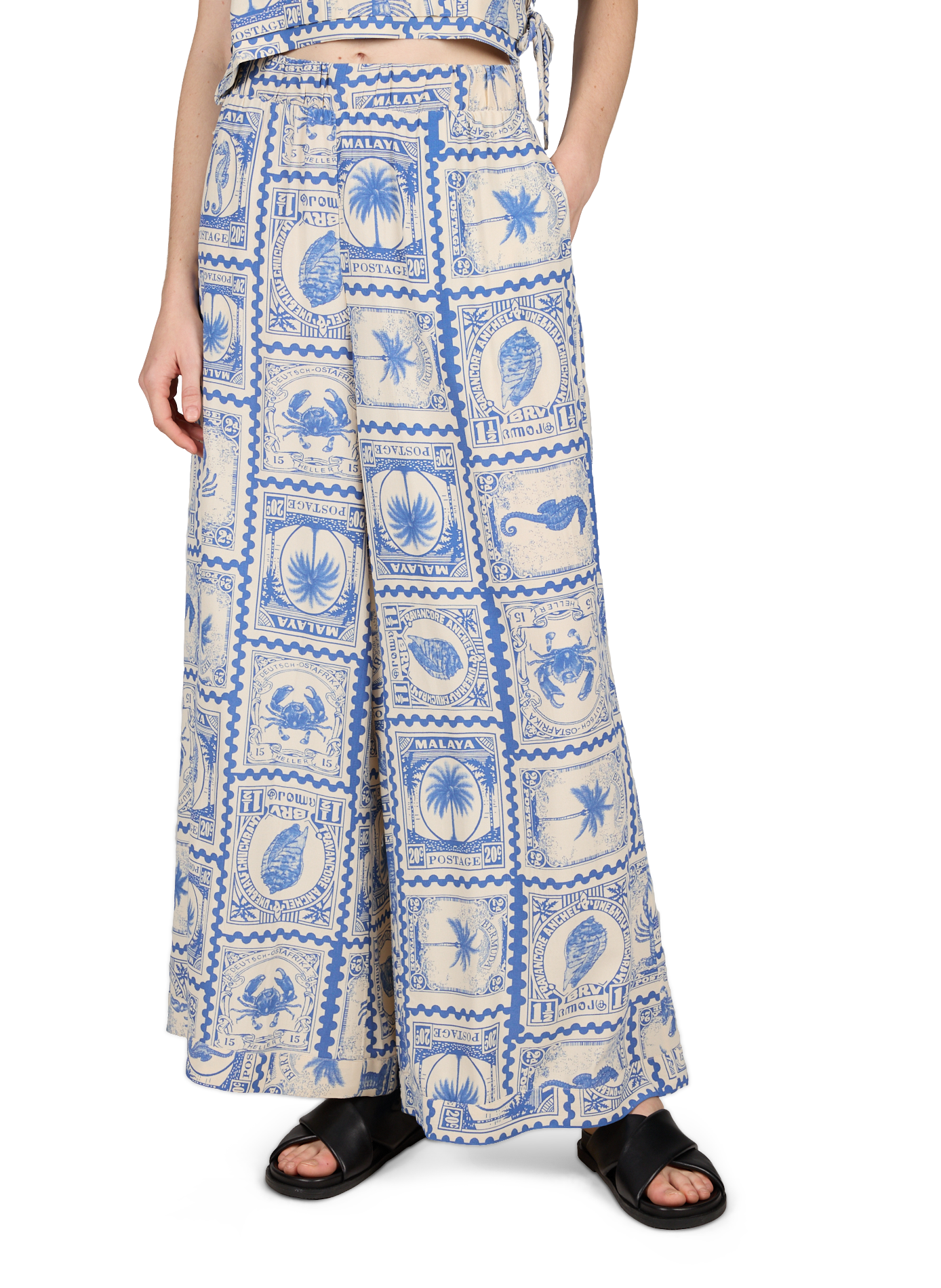 Wide Printed Vima Pants OBJECT Beige