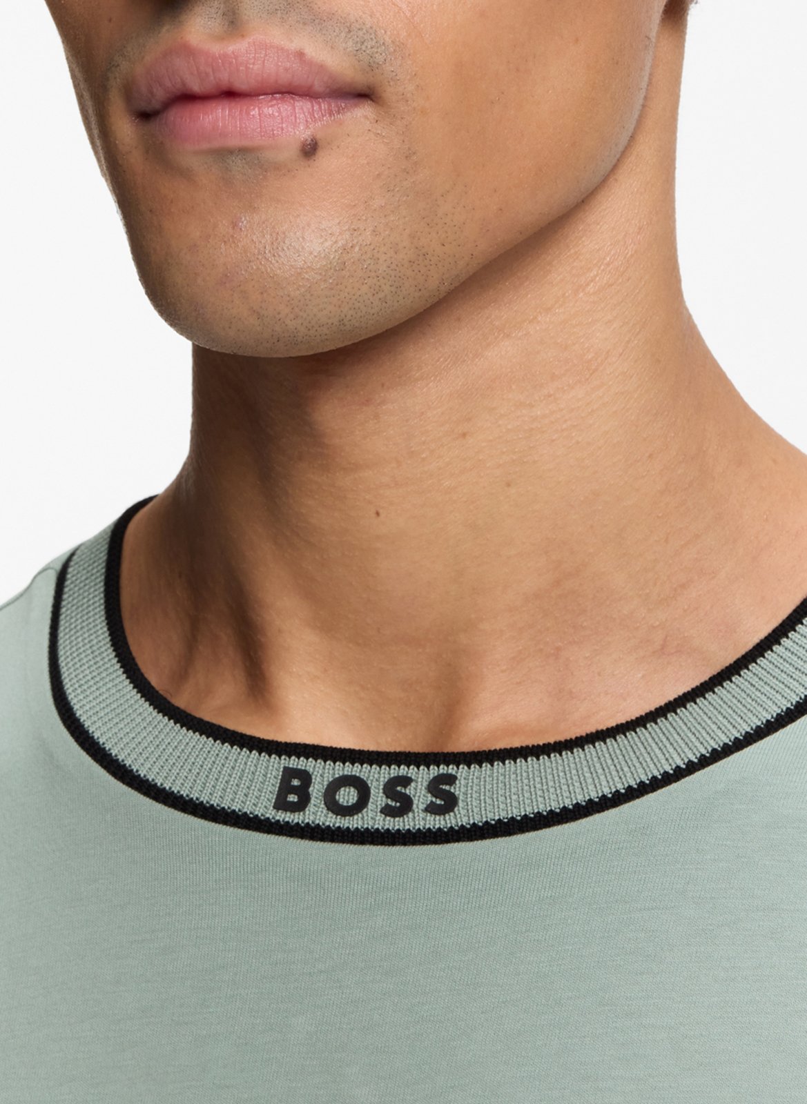 Tee-shirt droit col rond en coton BOSS Kaki