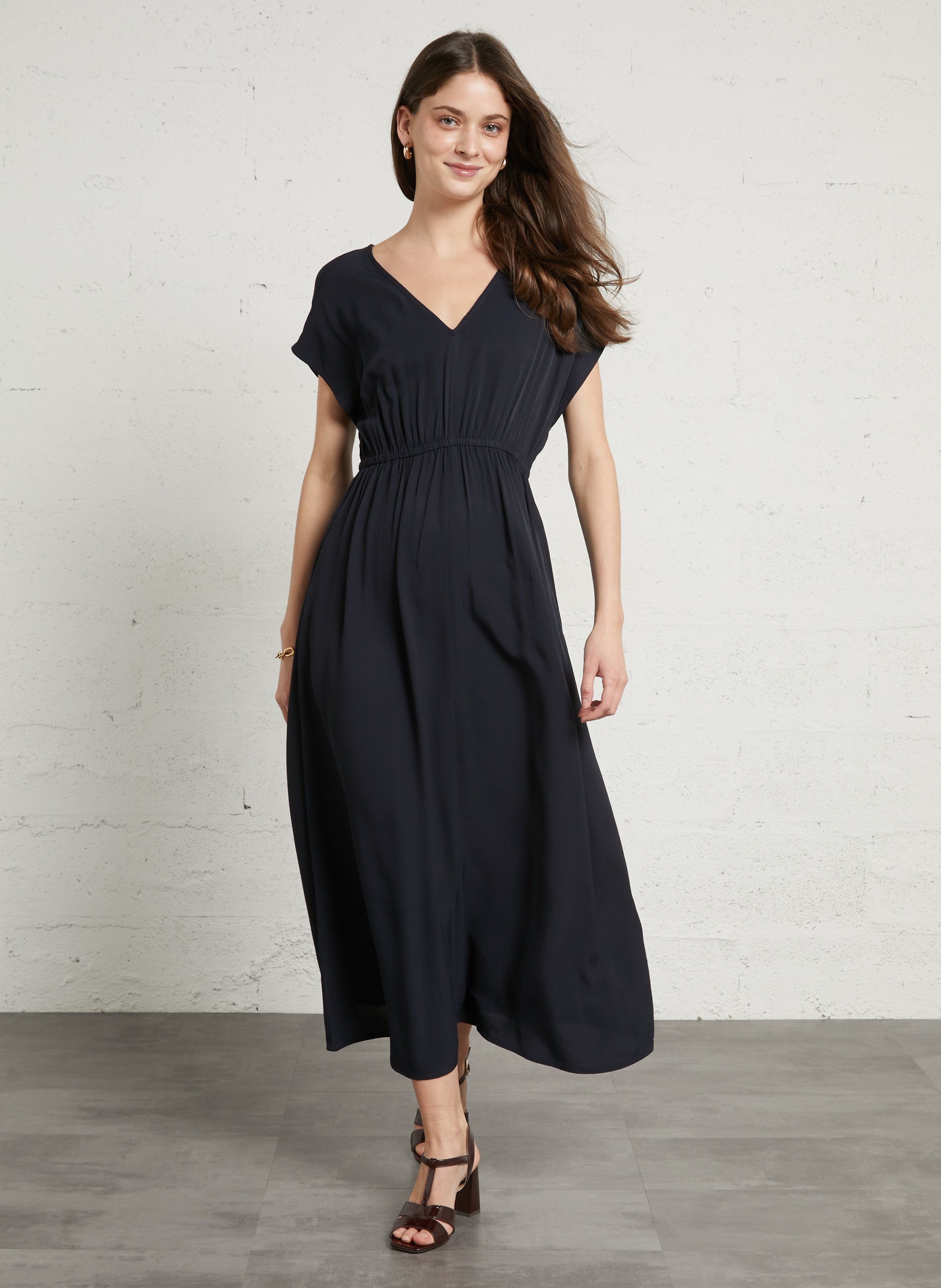 Robe longue col v bloom MAISON 123 Bleu