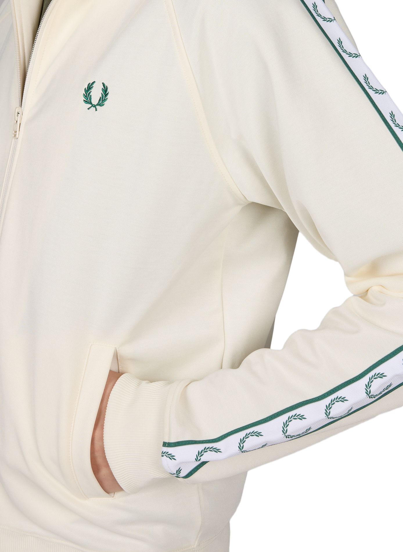 Track jacket with contrasting stripes on the sleeves FRED PERRY Beige