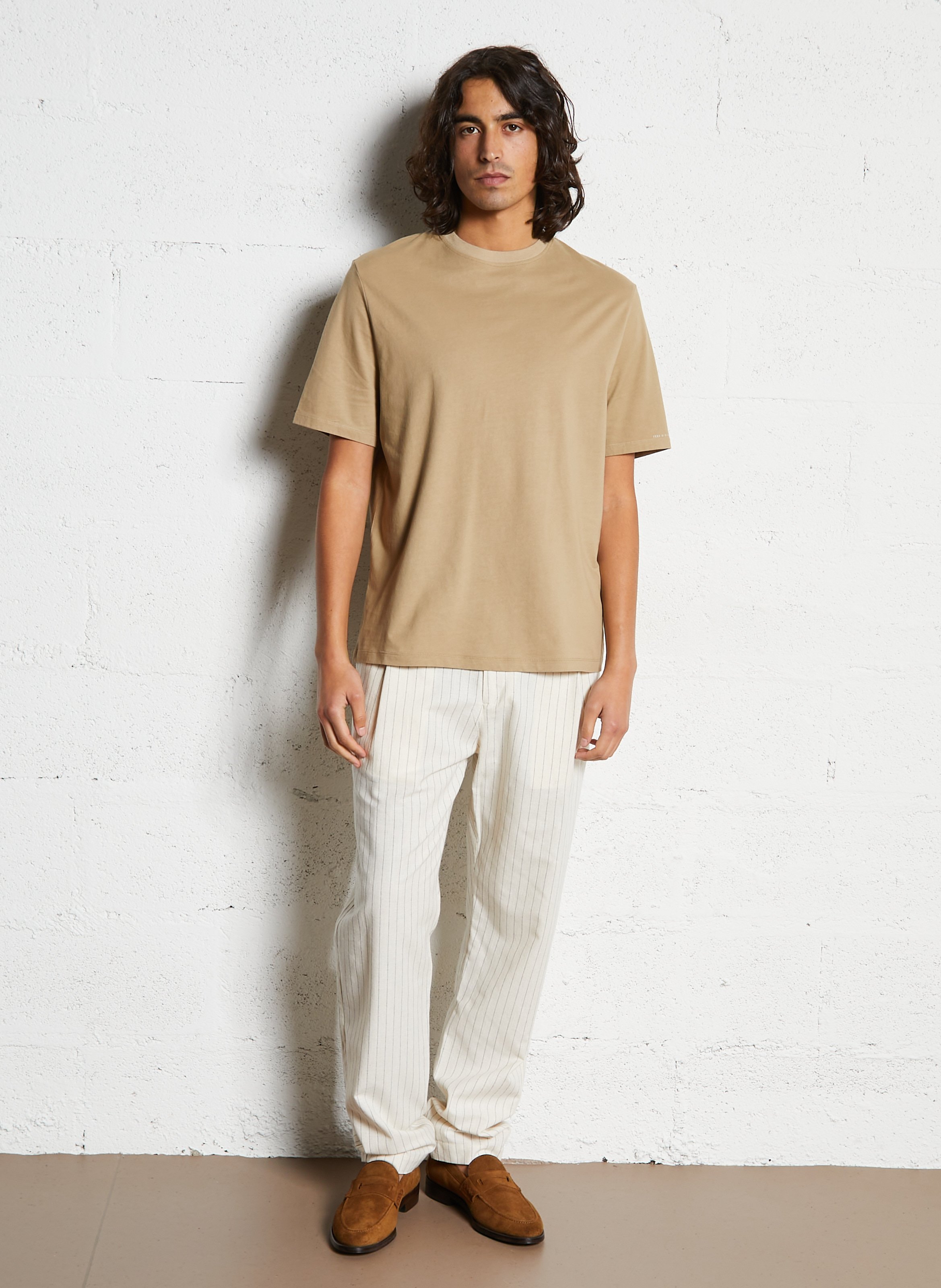 Tee-shirt droit col rond en coton IKKS Beige