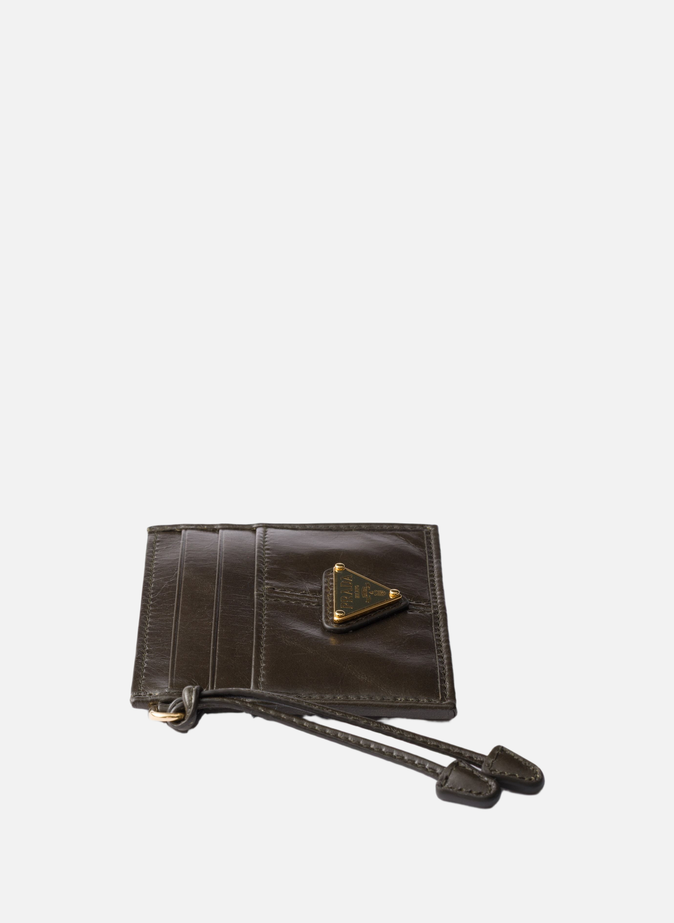 Porte-cartes en cuir PRADA Vert