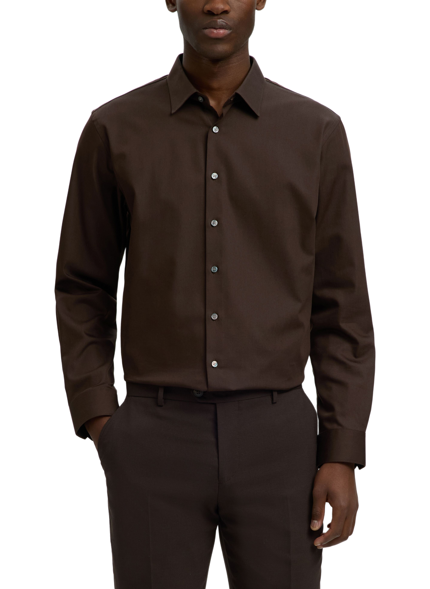 Slim-fit shirt in blended organic cotton SELECTED Bruin