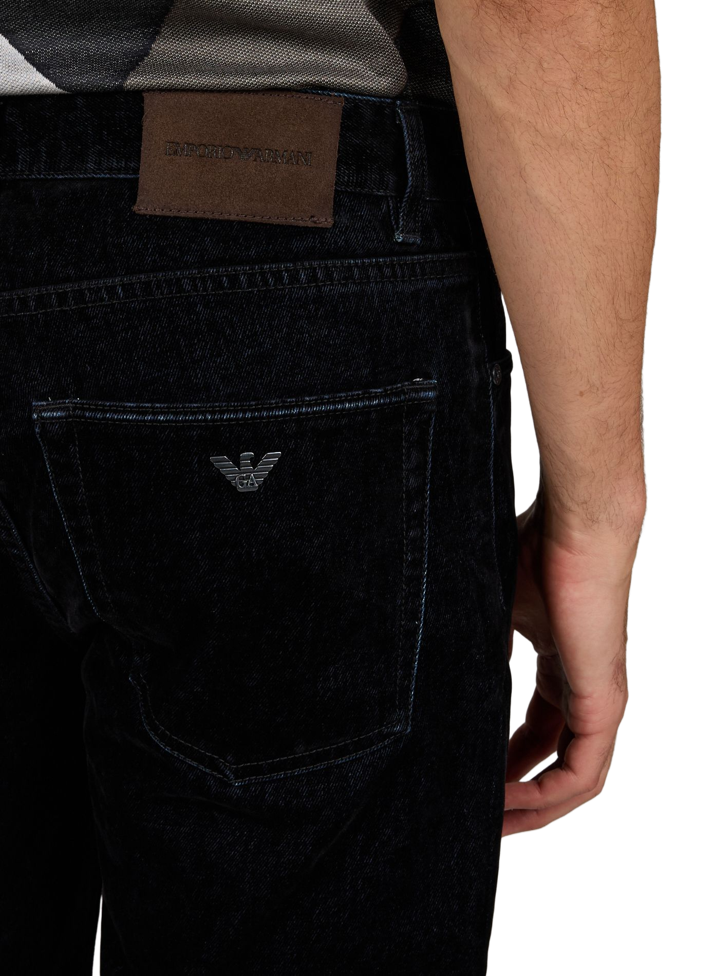 Samtjeans aus Baumwolle EMPORIO ARMANI Schwarz