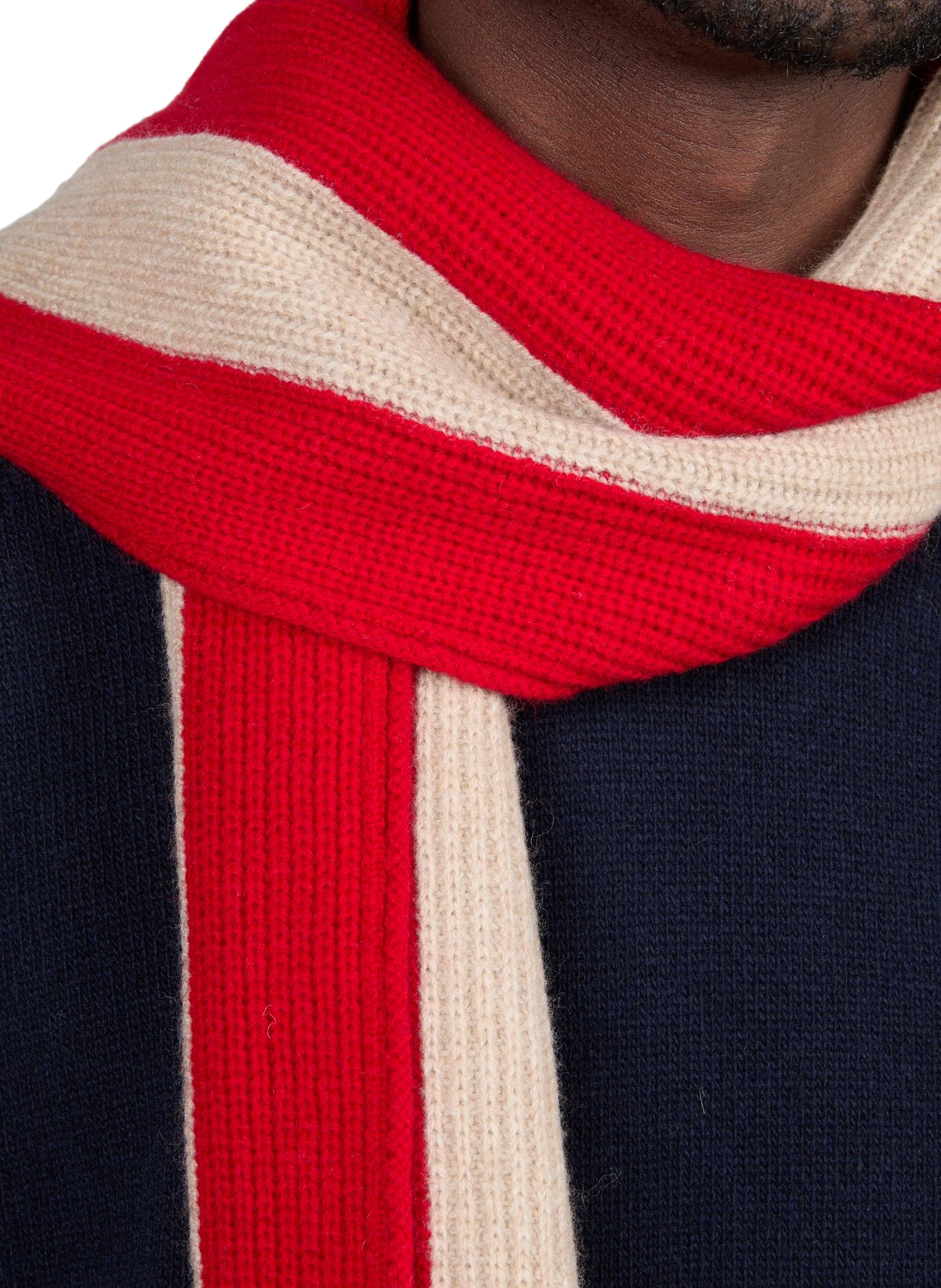 Striped merino wool scarf MOISMONT Red