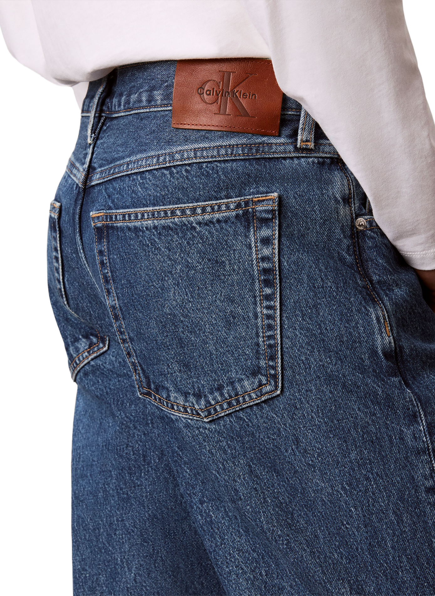 Jean coupe droite en coton CALVIN KLEIN Bleu