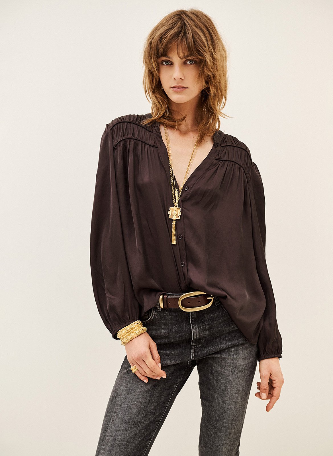 Chemise ample plissée cessia BA&SH Violet