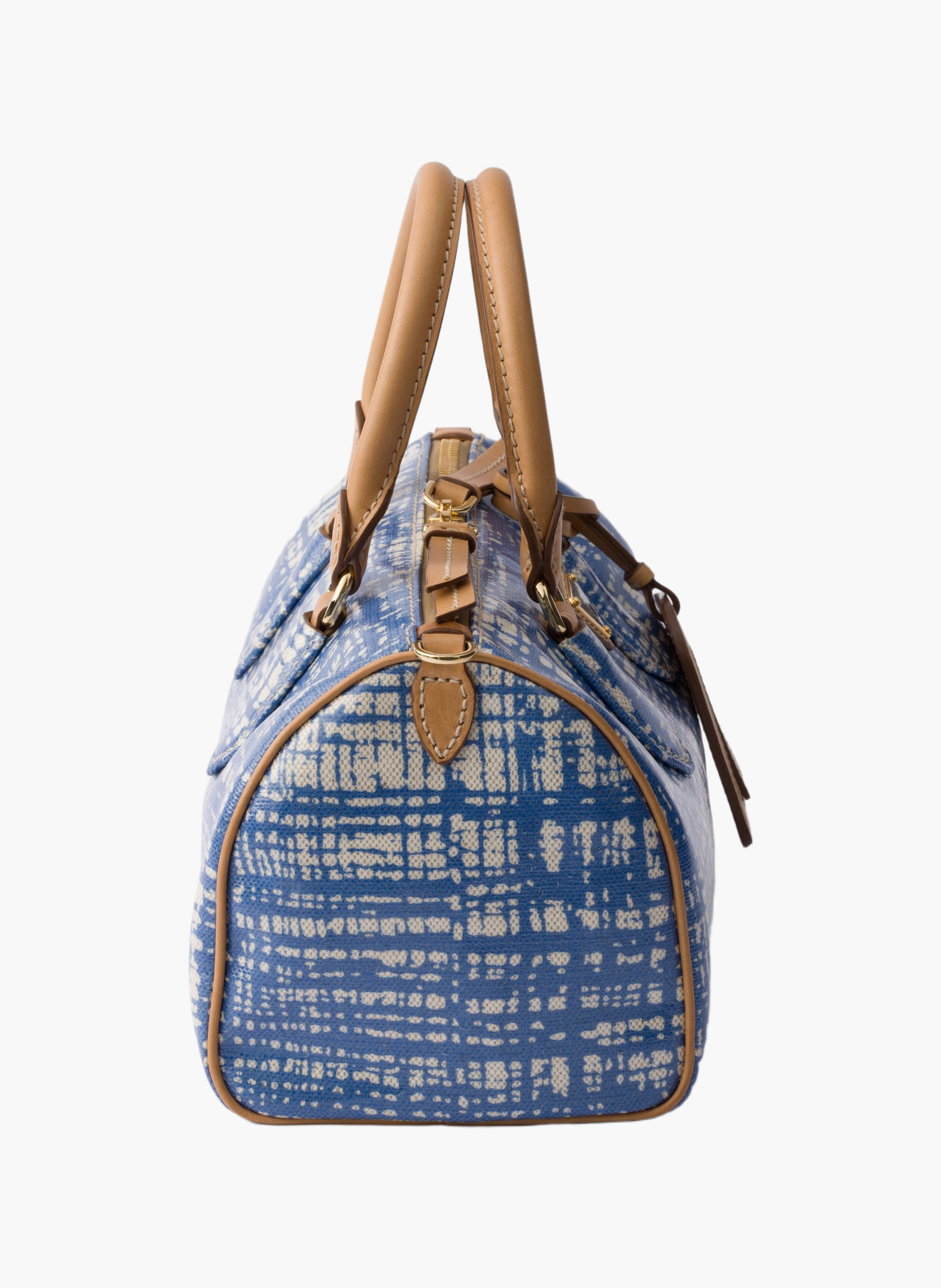 Petit sac à main prada evasion en mélange de lin e PRADA Bleu