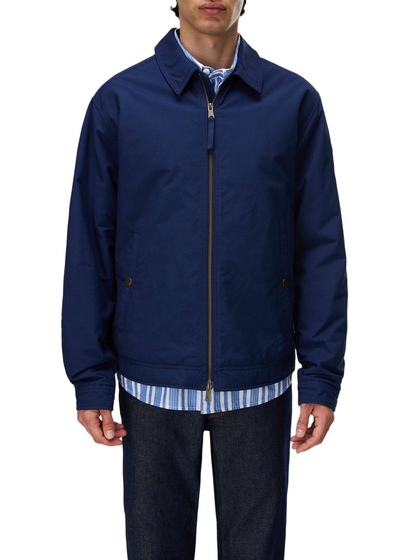 Classic straight solid color jacket with classic collar. NAPAPIJRI Blue