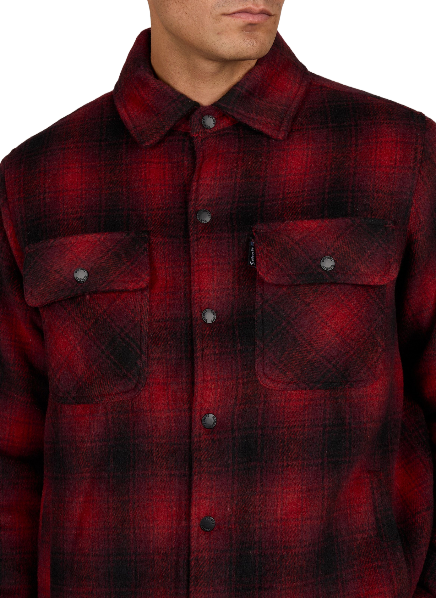 Straight checked jacket with classic collar SCHOTT Red