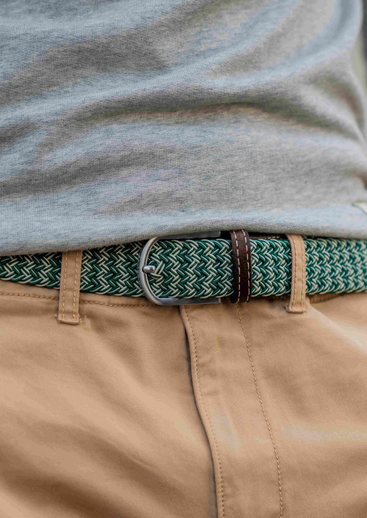 Ceinture tressée élastique multicolore BILLYBELT Vert