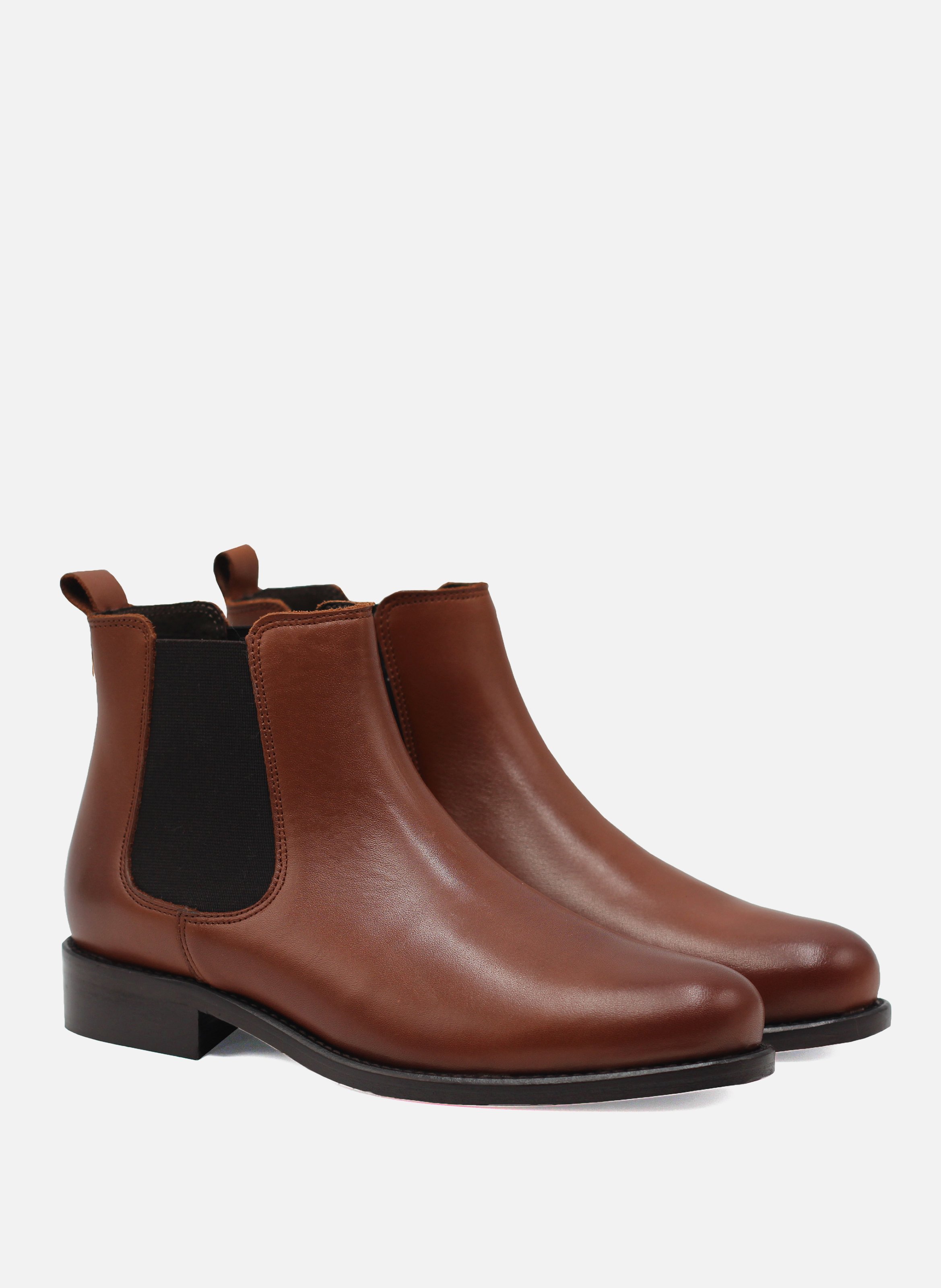 Bottines chelsea cuir lisse JULES & JENN Marron