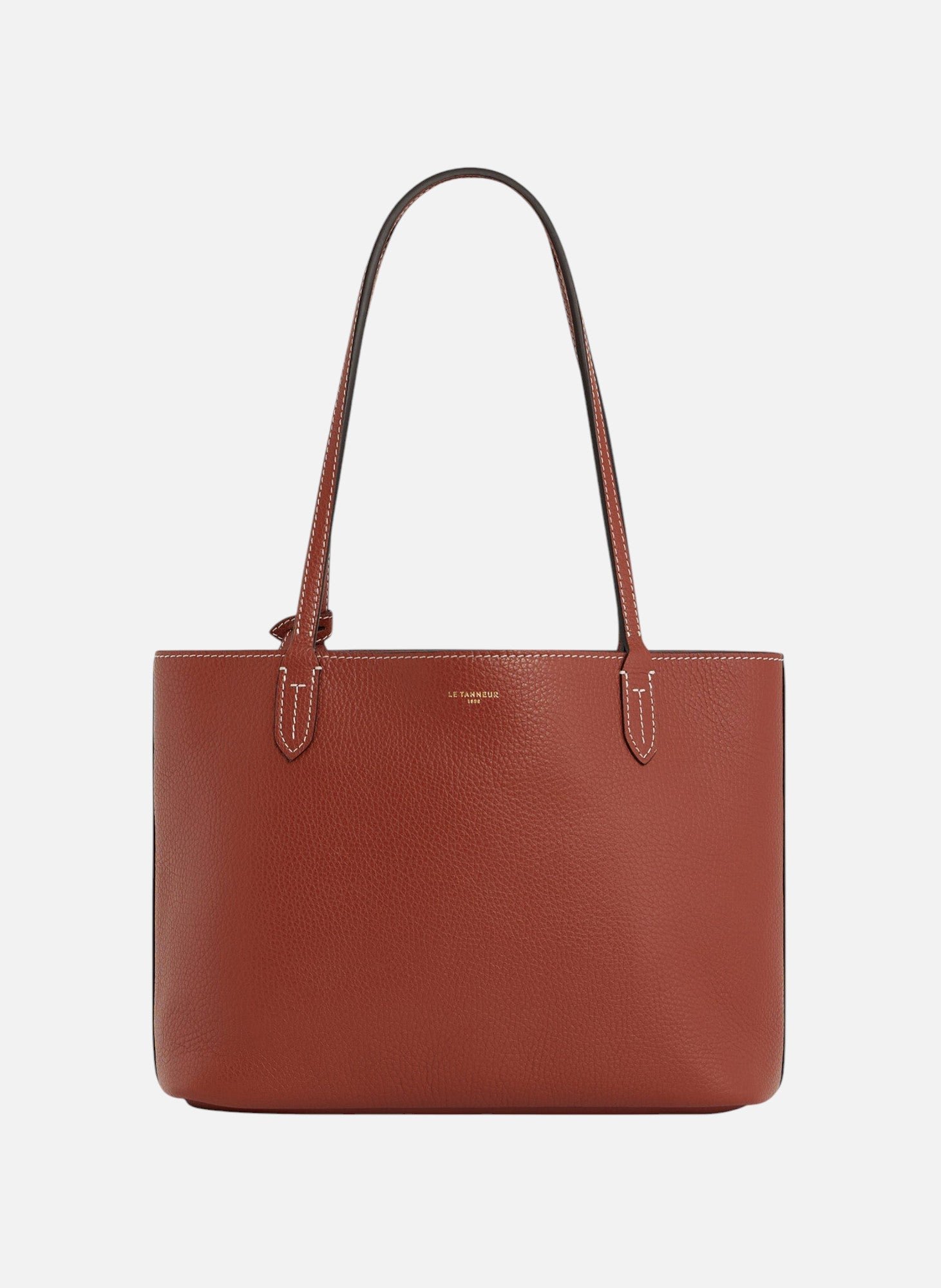 Petit sac cabas louise en cuir grainé LE TANNEUR Marron