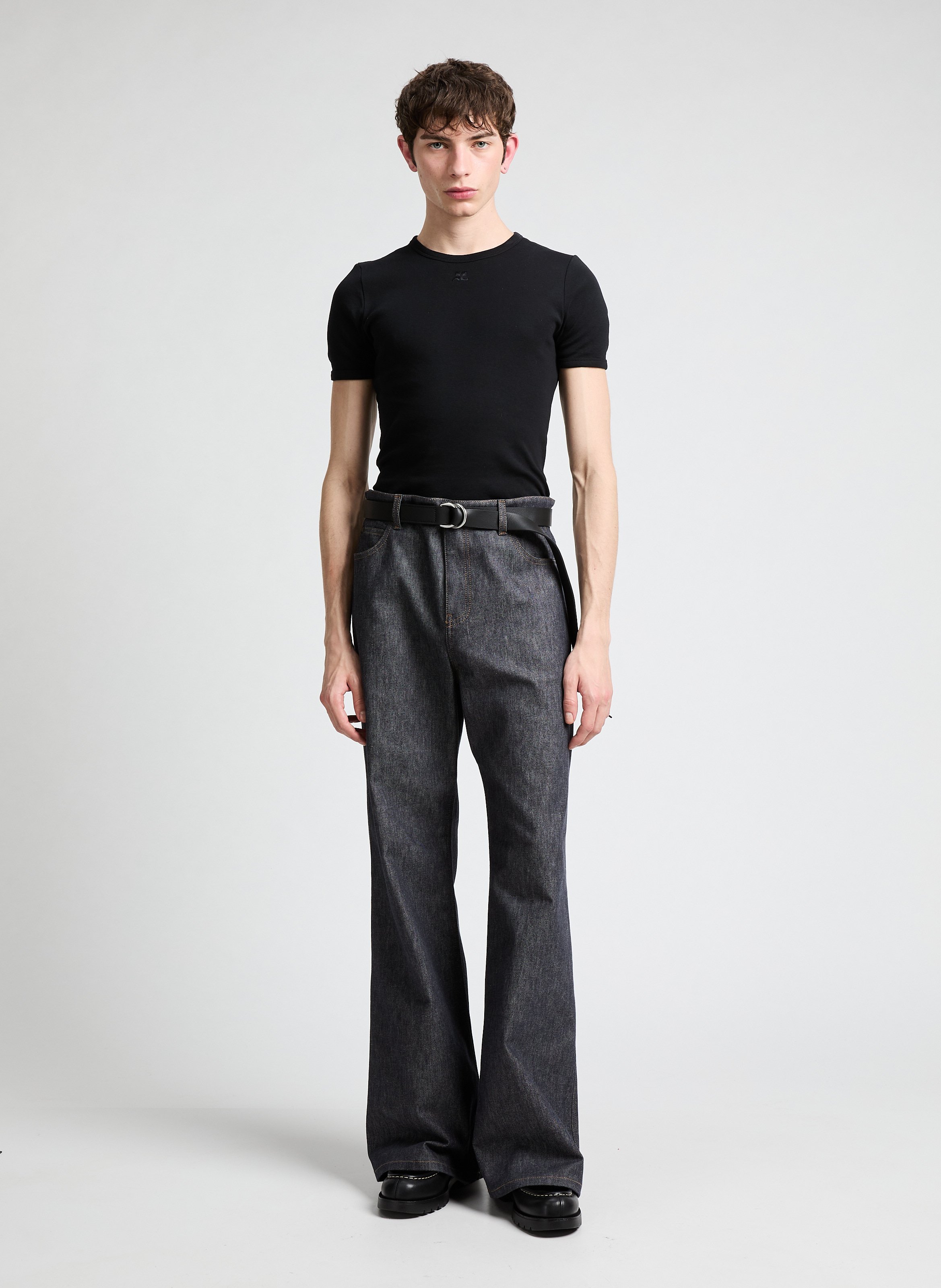 Embroidered cotton T-shirt COURRÈGES Black