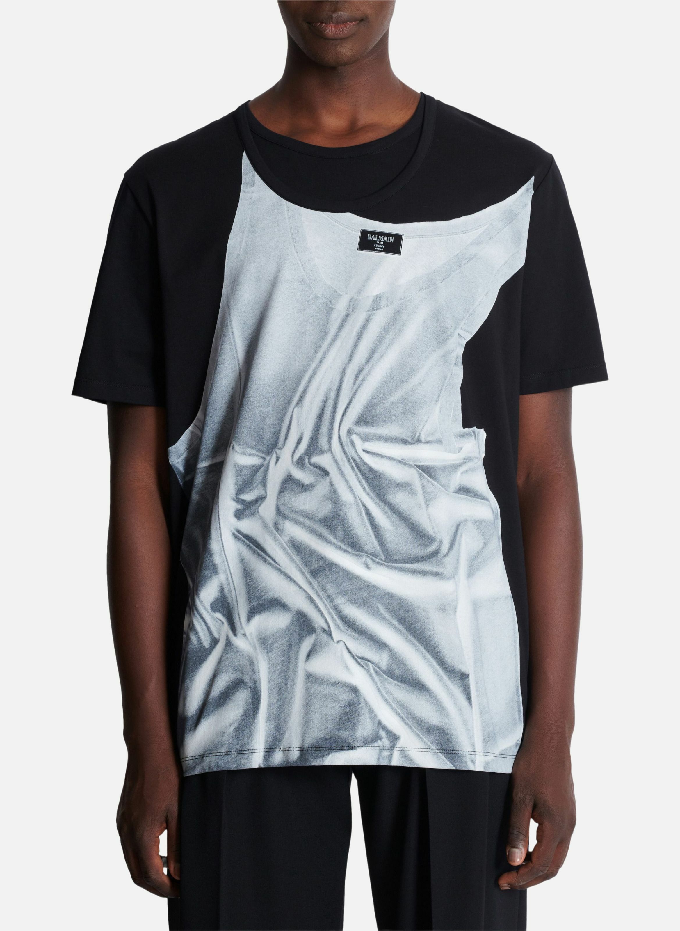 T-shirt imprimé trompe-l’œil débardeur BALMAIN Noir
