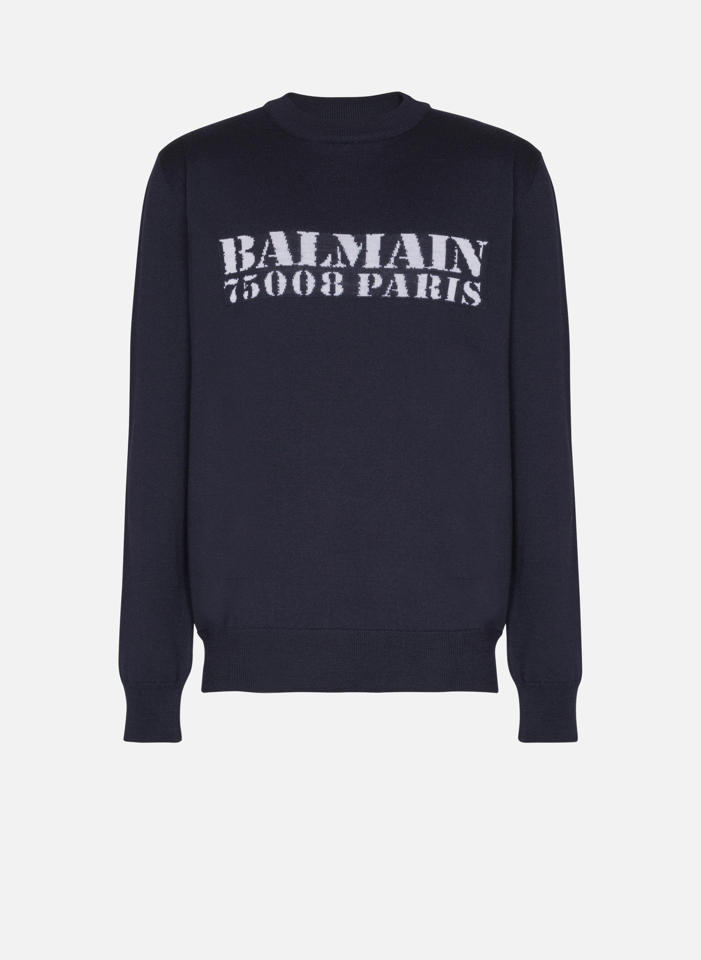 Pull en laine mérinos balmain stamp BALMAIN Bleu