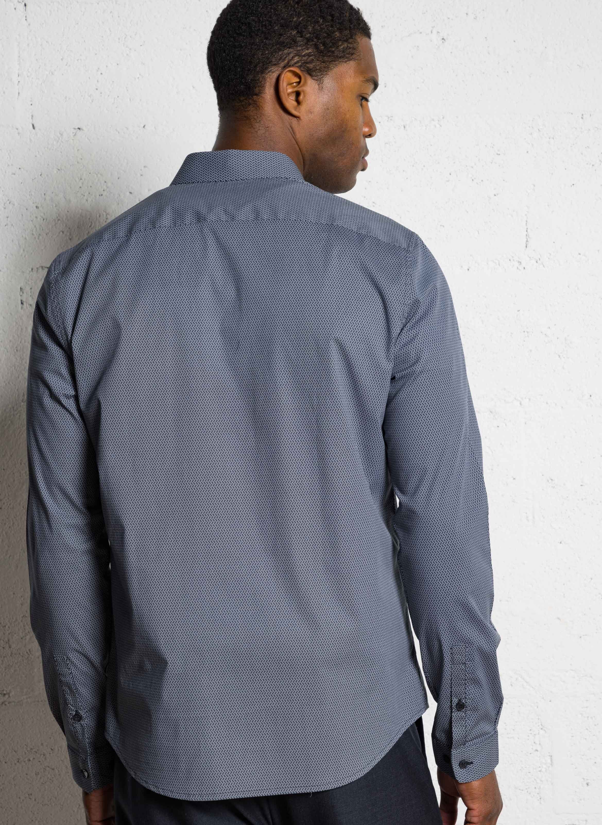 Chemise col classique en coton mélangé IKKS Bleu