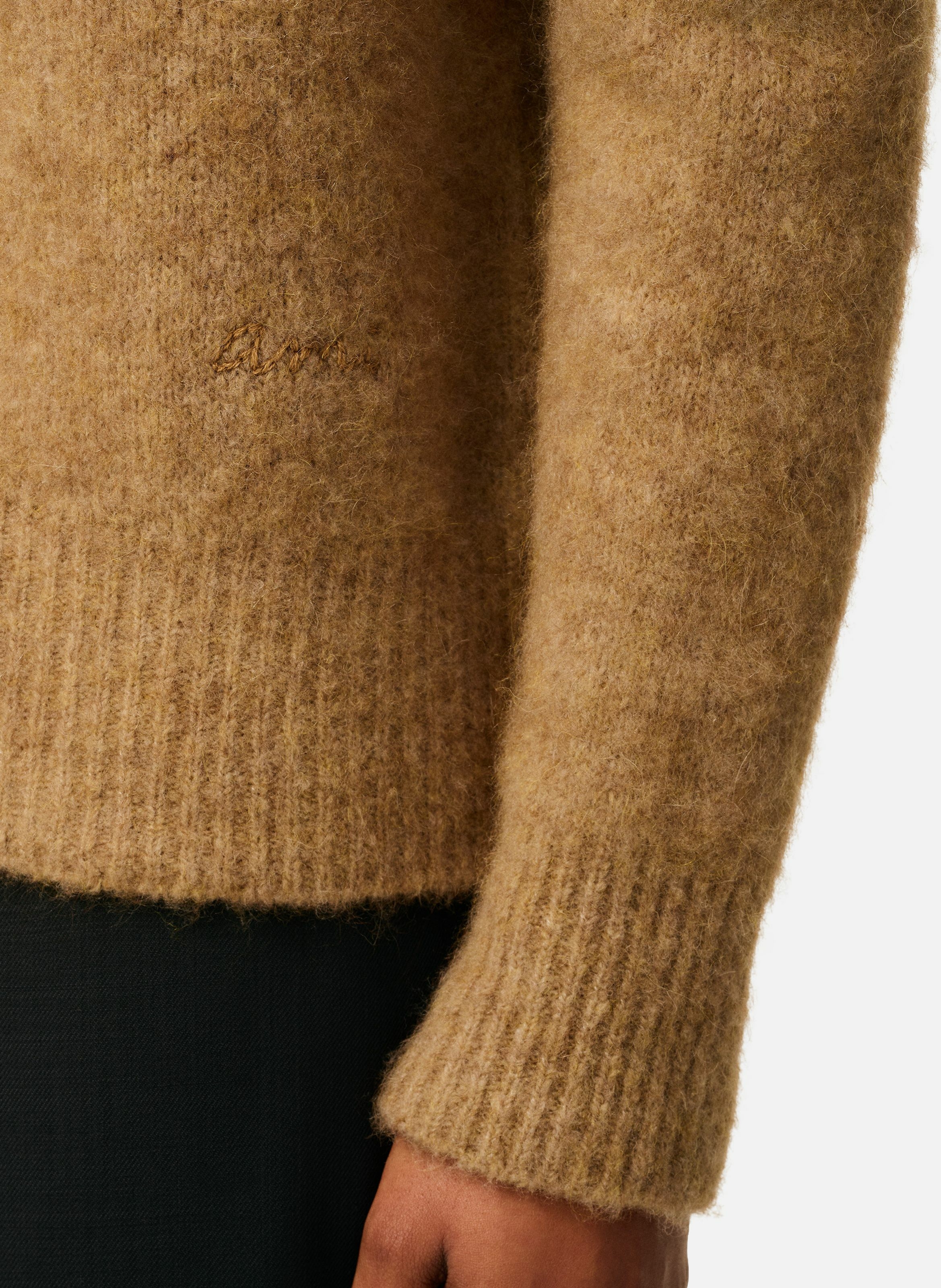 Polo ami manches longues en alpaga AMI PARIS Marron