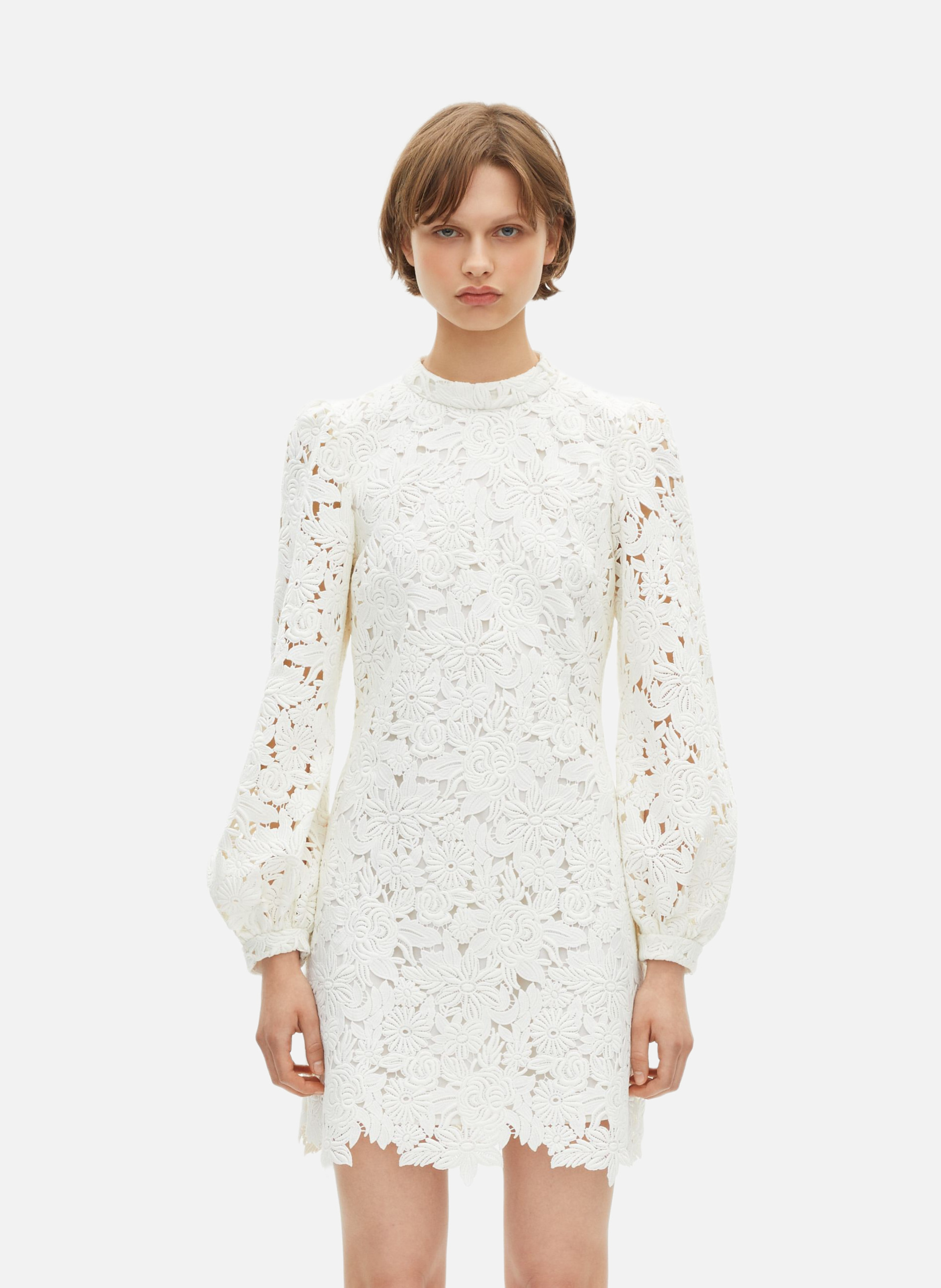 Robe courte en dentelle fleurie THE KOOPLES Beige