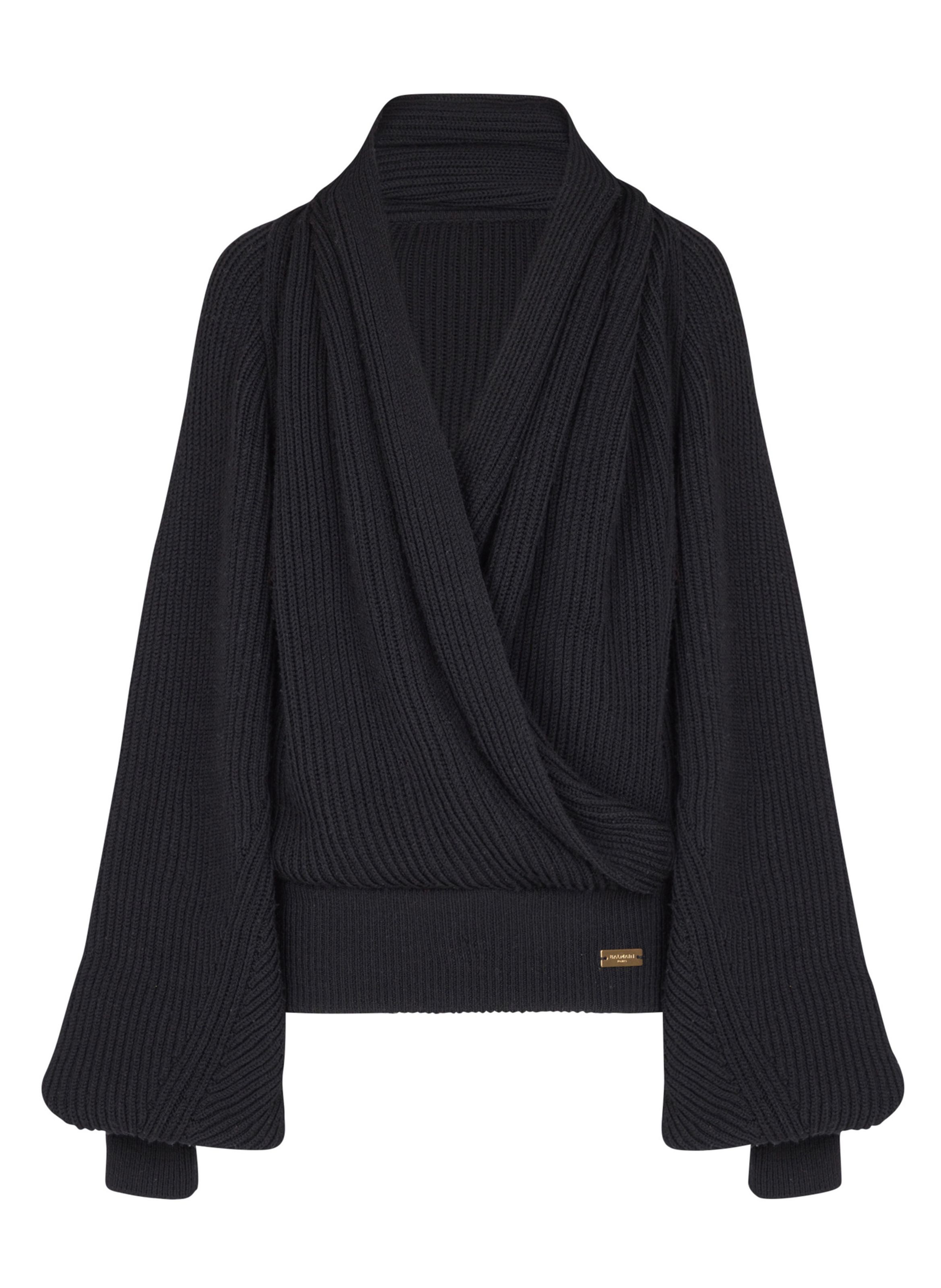 Pull oversize en maille à capuche BALMAIN Noir