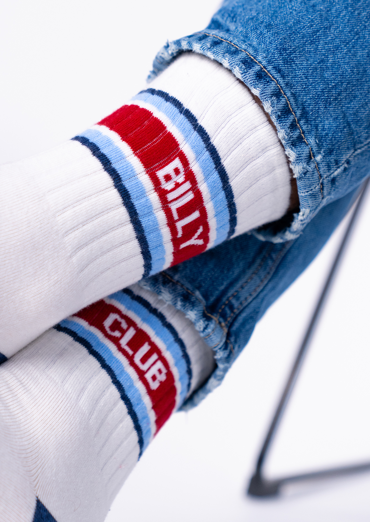 Chaussettes en coton peigné retro Blanc