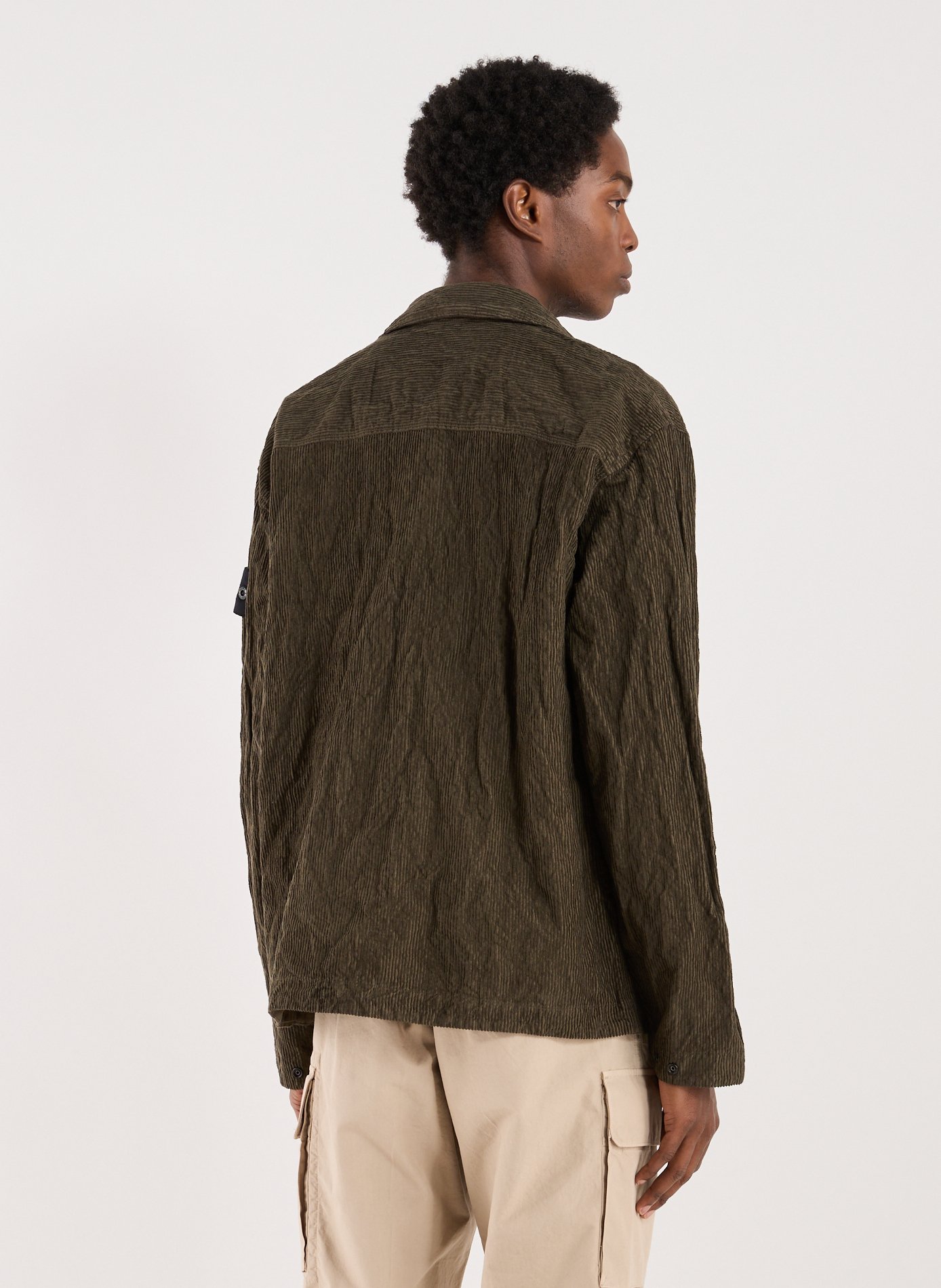 Chemise droite en coton mélangé STONE ISLAND Vert