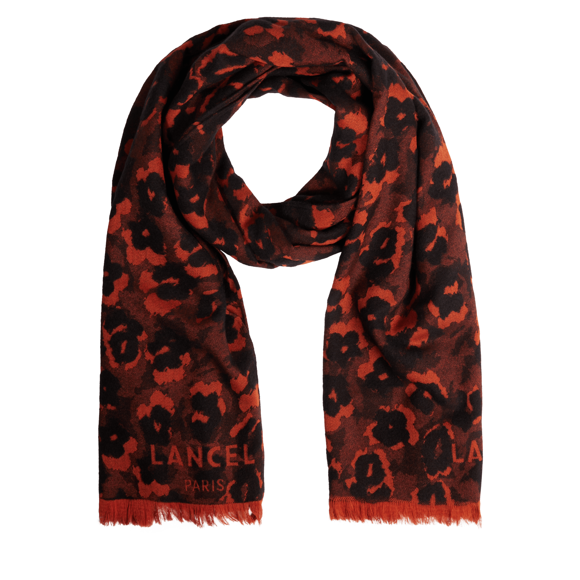 Etole 190 motif léopard mania en laine LANCEL Rouge