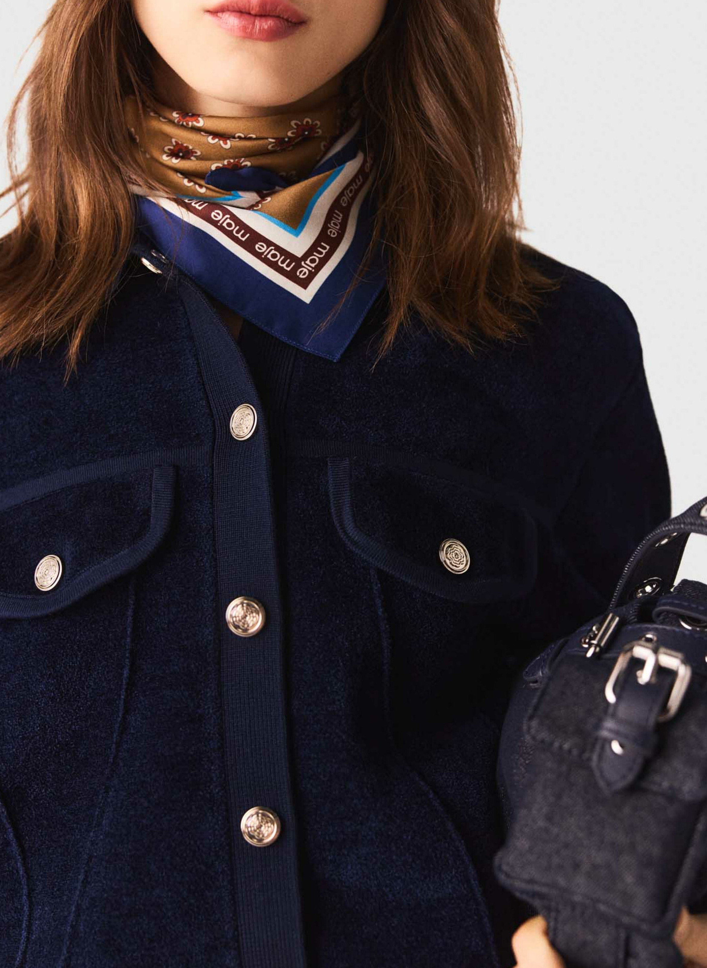 Cardigan droit col classique Bleu