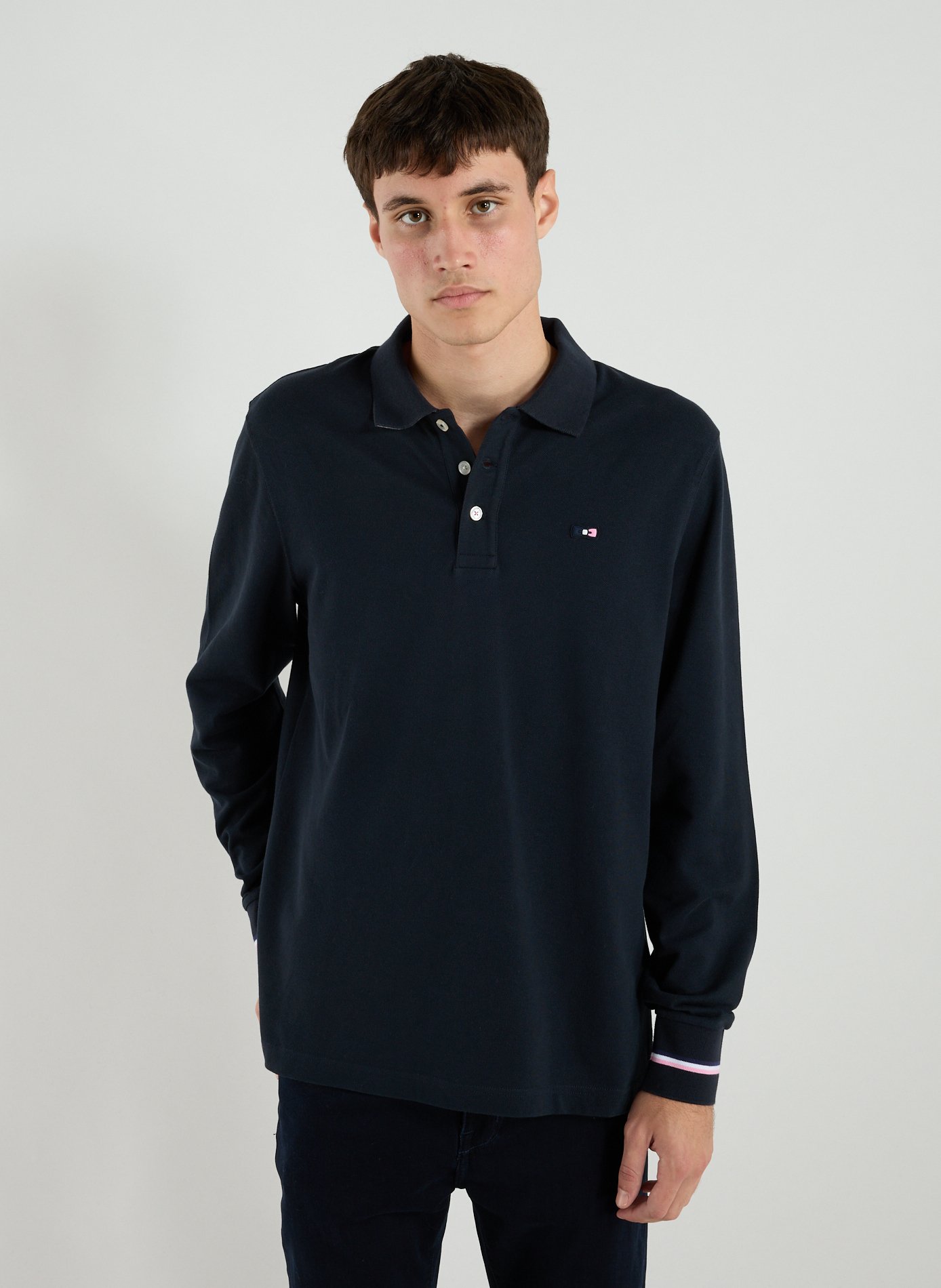 EDEN PARK Polo manches longues en coton Bleu