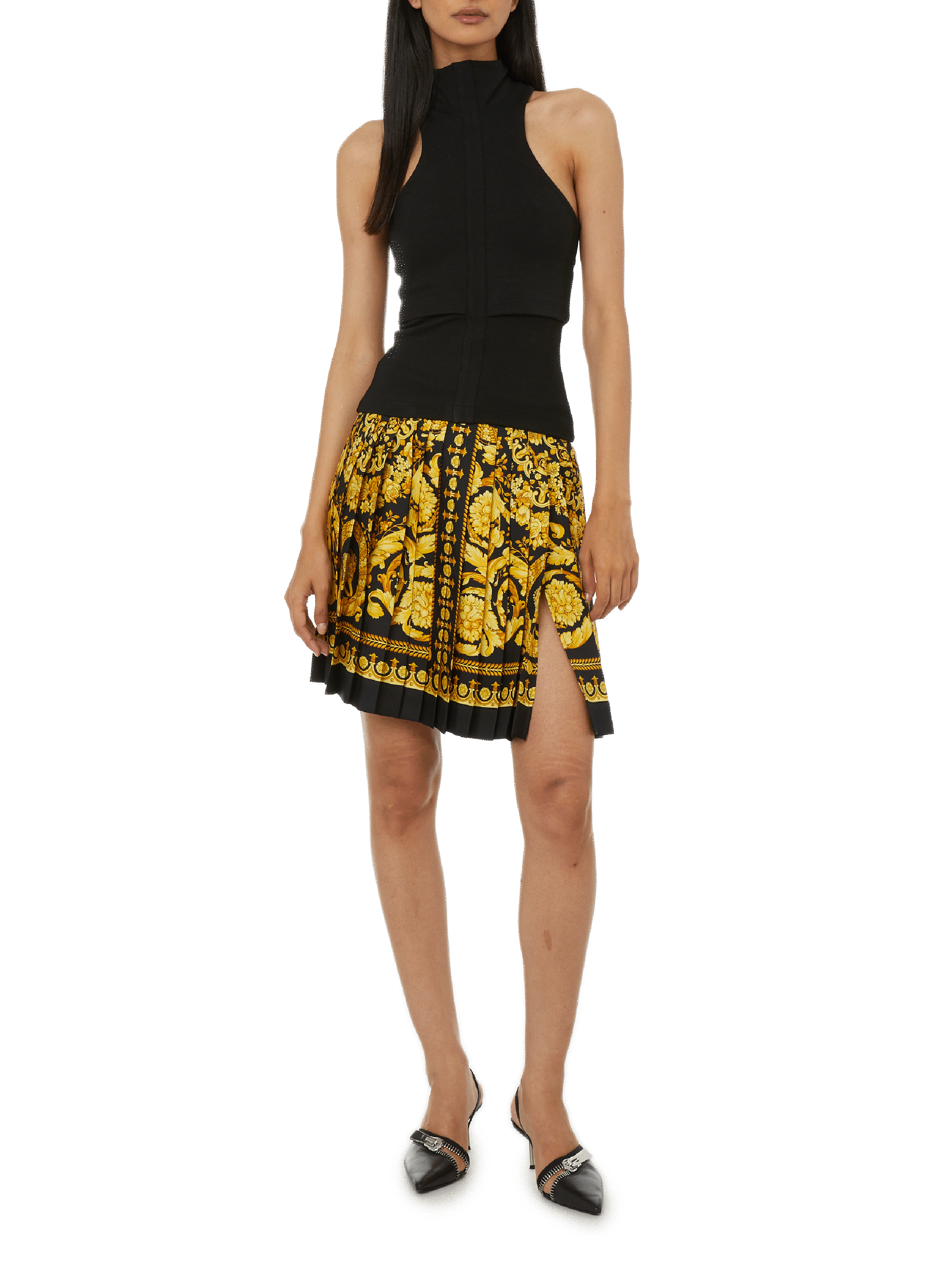 Jupe en soie plissée Barocco VERSACE Multicolore